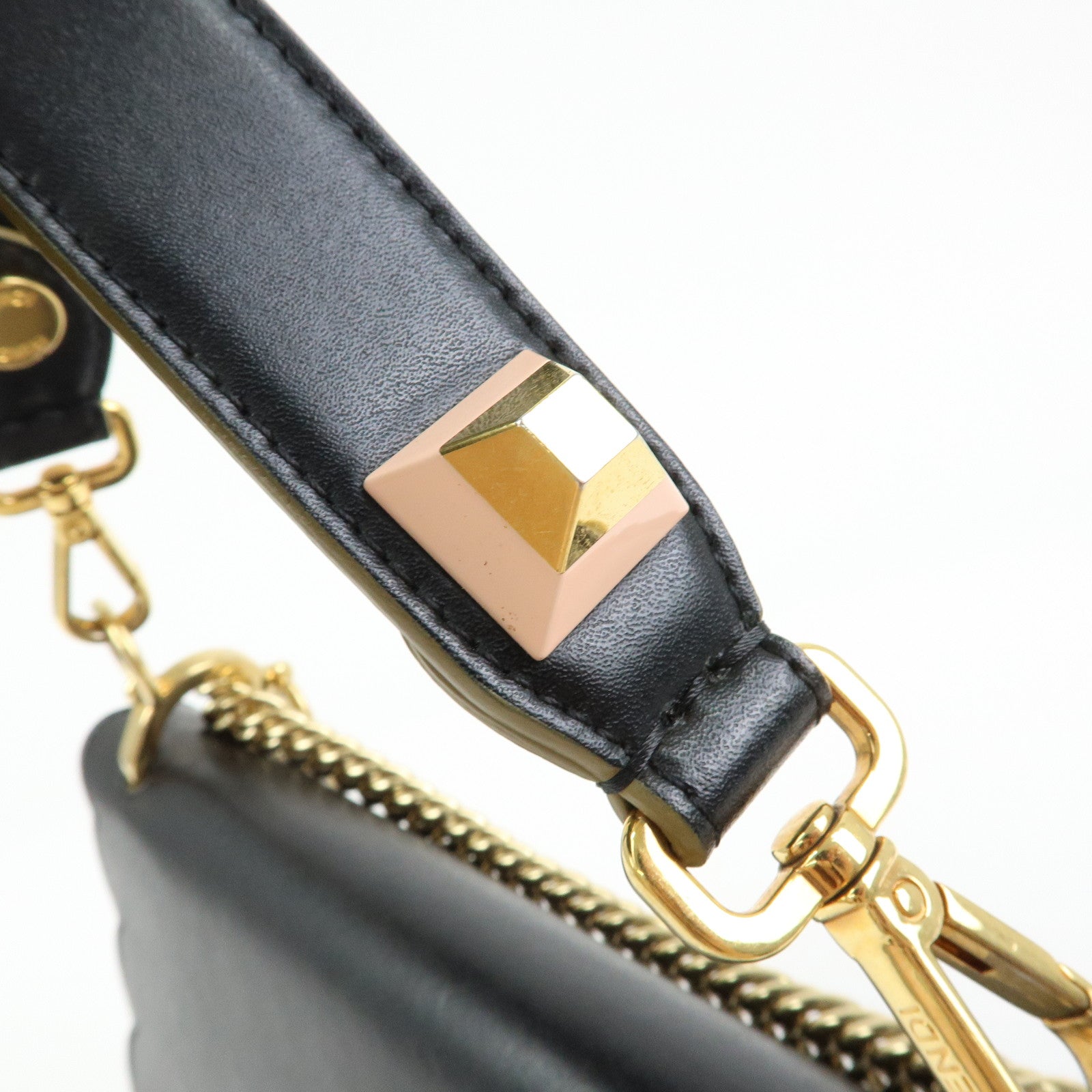 FENDI KAN I Leather 2Way Bag Shoulder Bag Hand Bag Black 8BT283