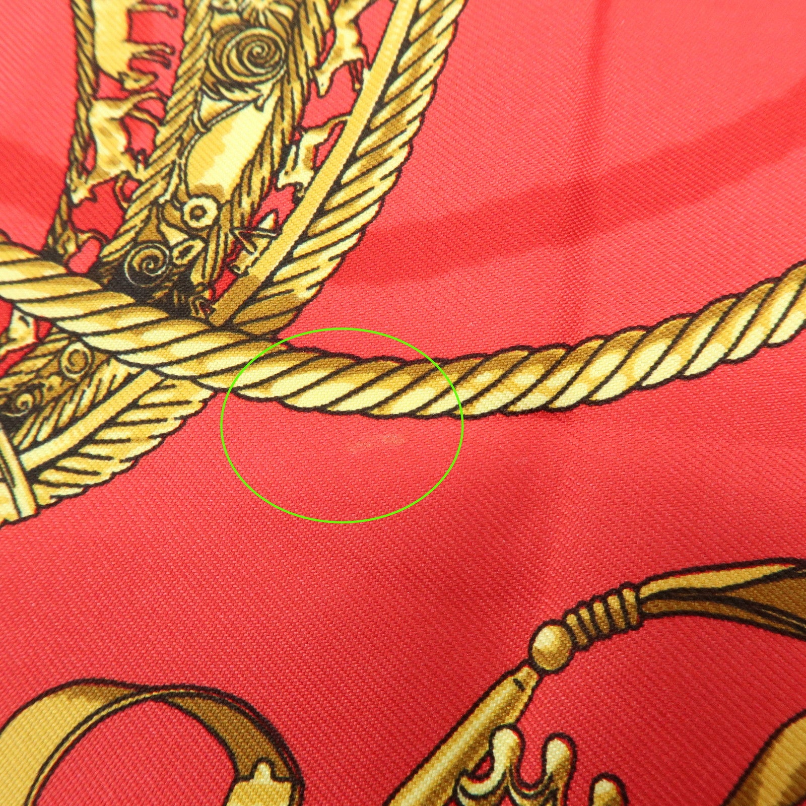 HERMES Carre 40 Silk Scarf LES CAVALIERS D'OR Knight Motif Red Gold
