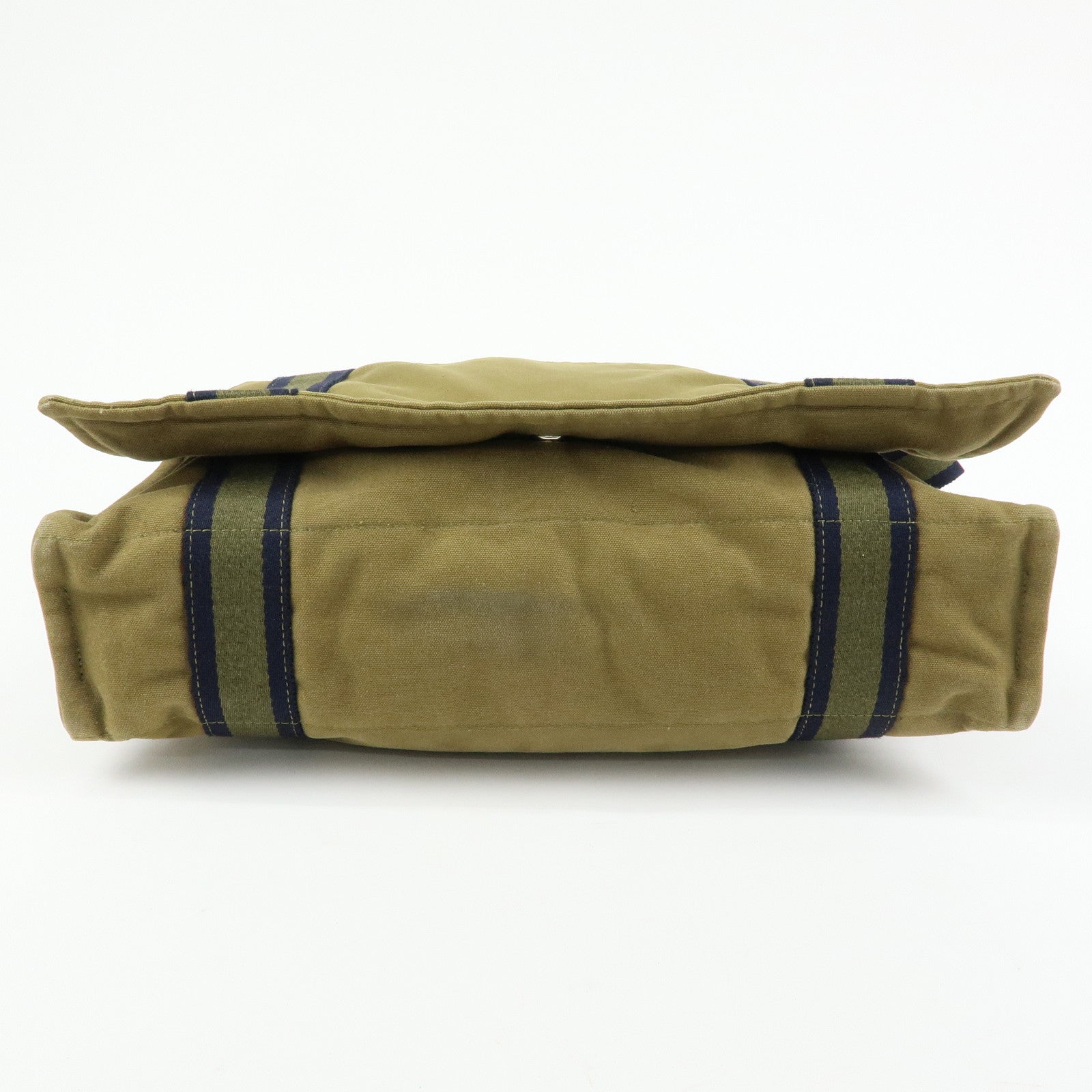 HERMES Fourre Tout Bassas MM Cotton Shoulder Bag Khaki