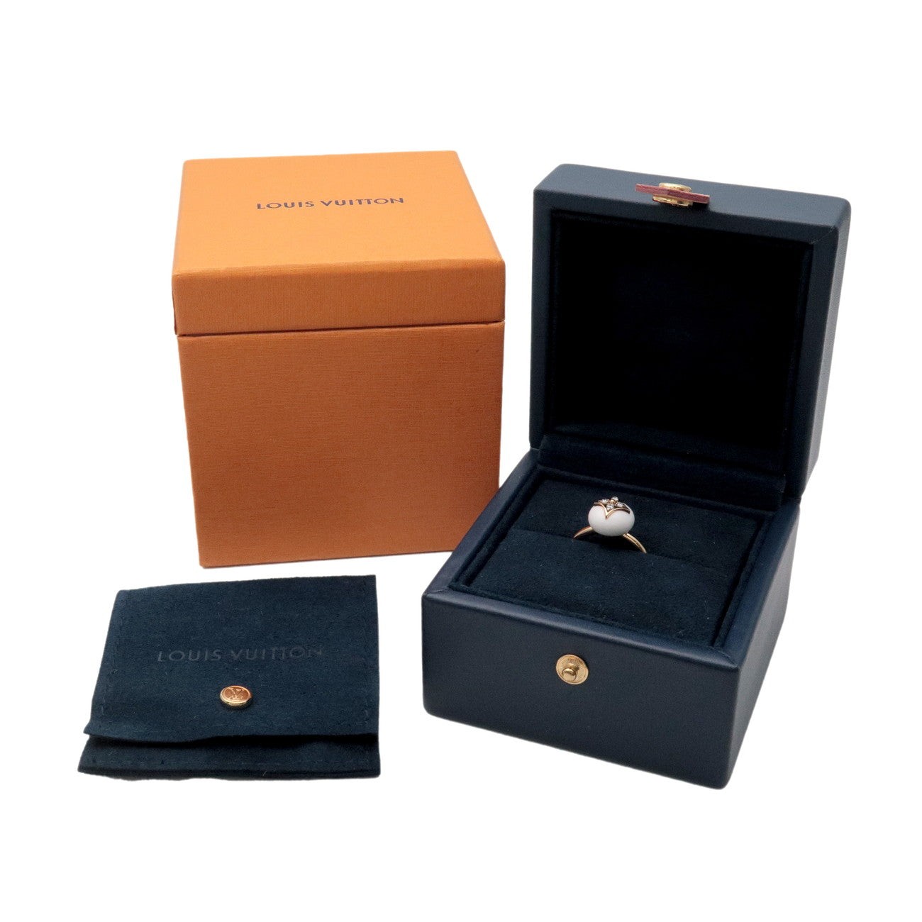 Louis Vuitton B Blossom Ring White Arcade K18 750YG Q9L99A #54 US7