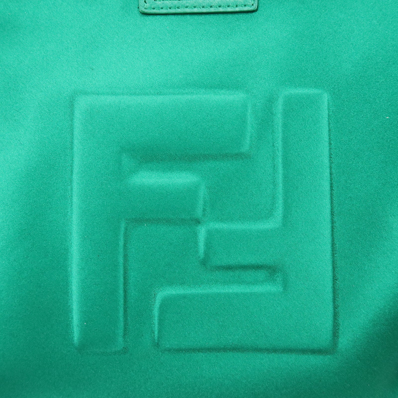 FENDI Satin Peekaboo Defender Hand Bag Cover Green 7AR717
