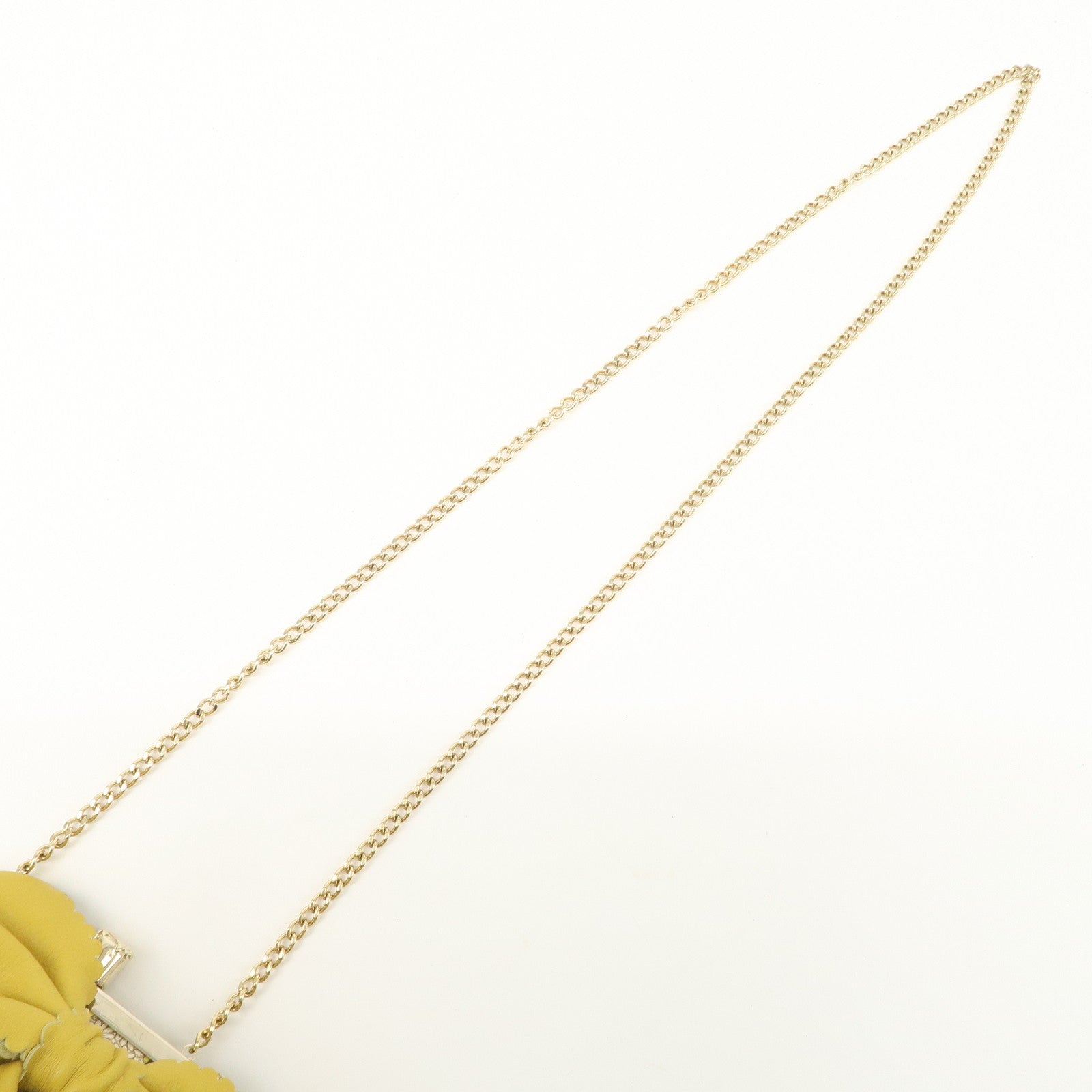 VALENTINO Canvas Leather Chain Shoulder Bag Hand Bag Mustard