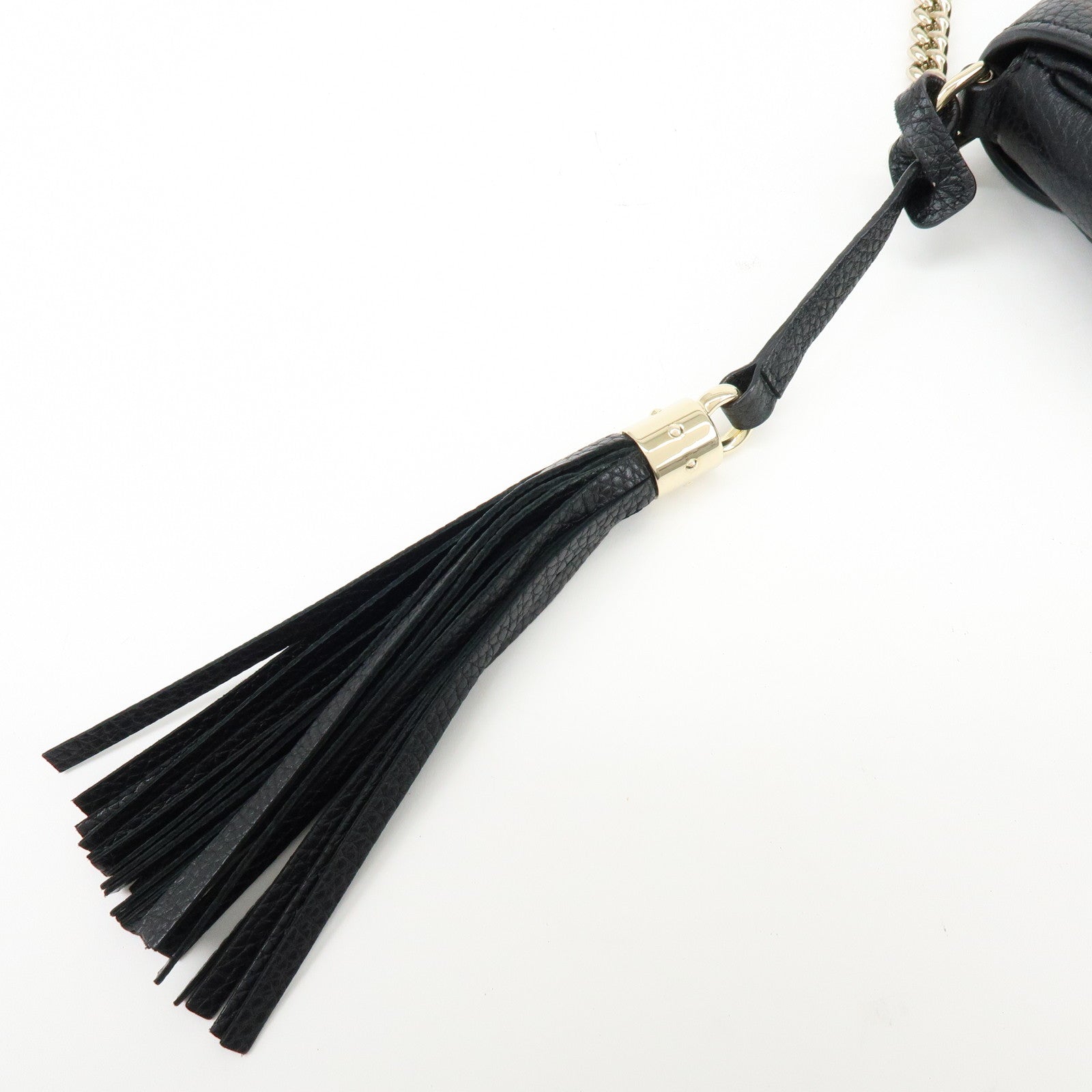 GUCCI SOHO Interlocking G Leather Chain Shoulder Bag Black 536224