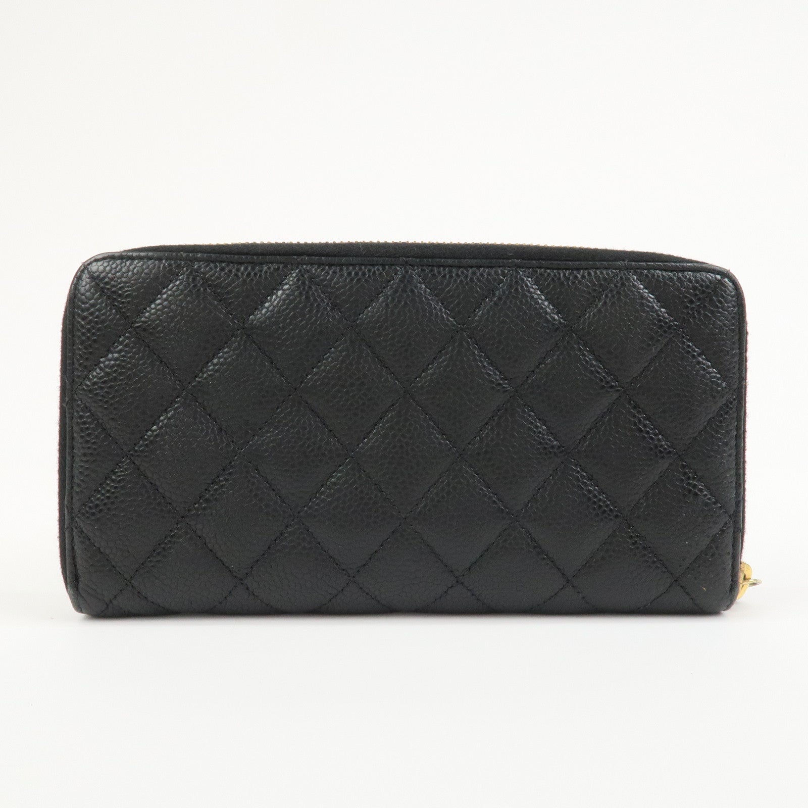 CHANEL COCO Mark Matelasse Classic Round Zippy Wallet Black AP0242
