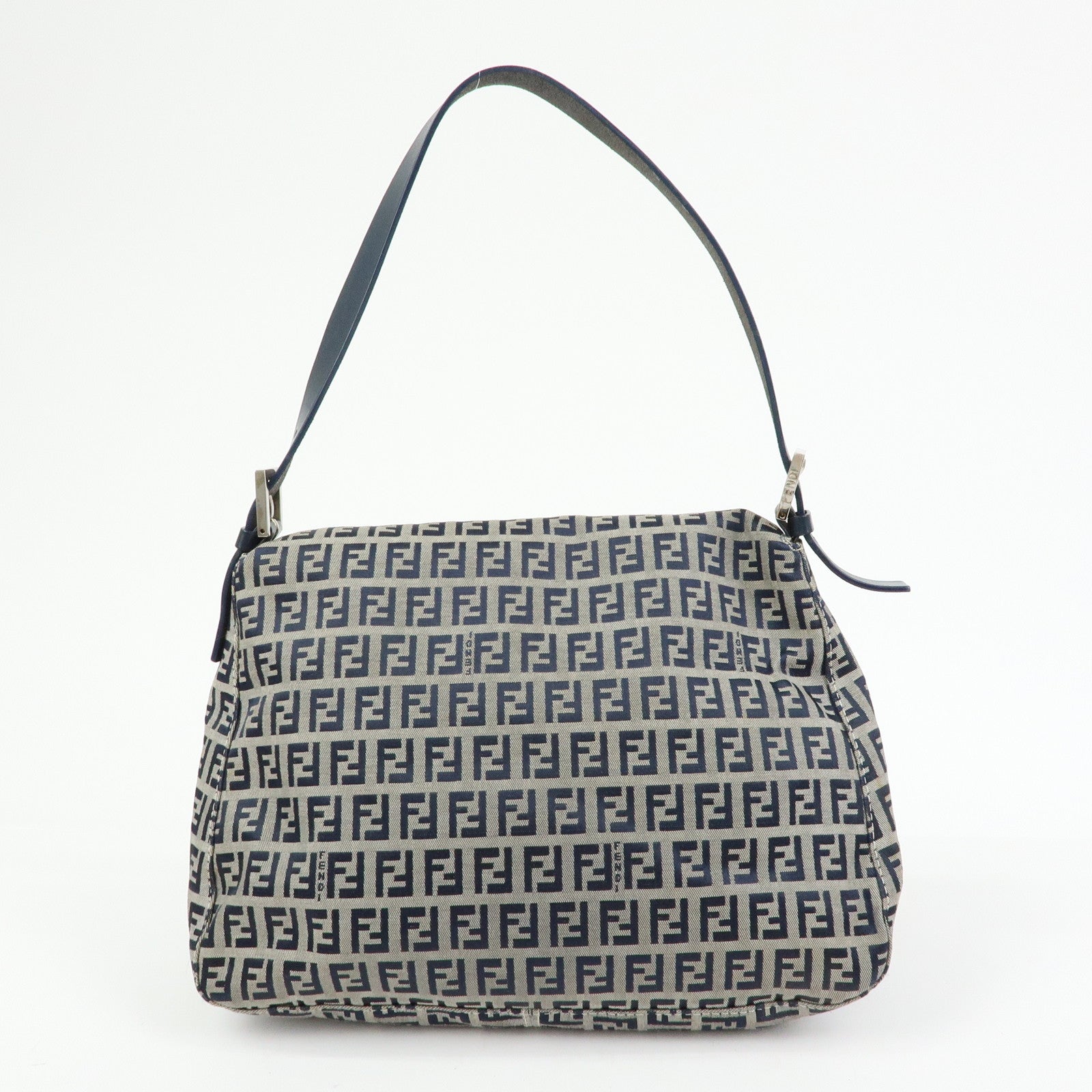 FENDI Zucchino Mamma Baguette Canvas Leather Shoulder Bag 26325 Auth Used F/S