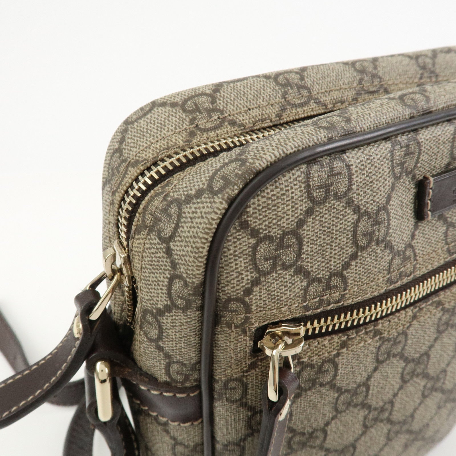 GUCCI GG Supreme Leather Shoulder Bag Crossbody Bag Beige 233268