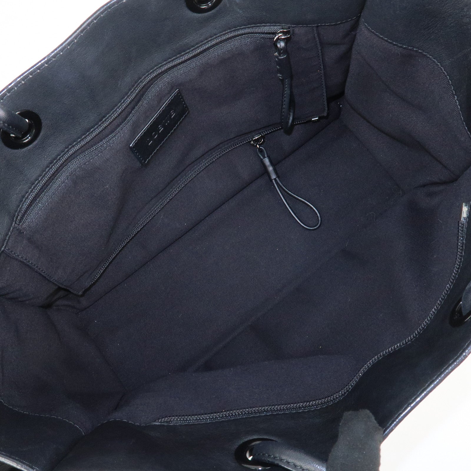 LOEWE Logo Leather Shopper Tote Bag Shoulder Bag Hand Bag Black