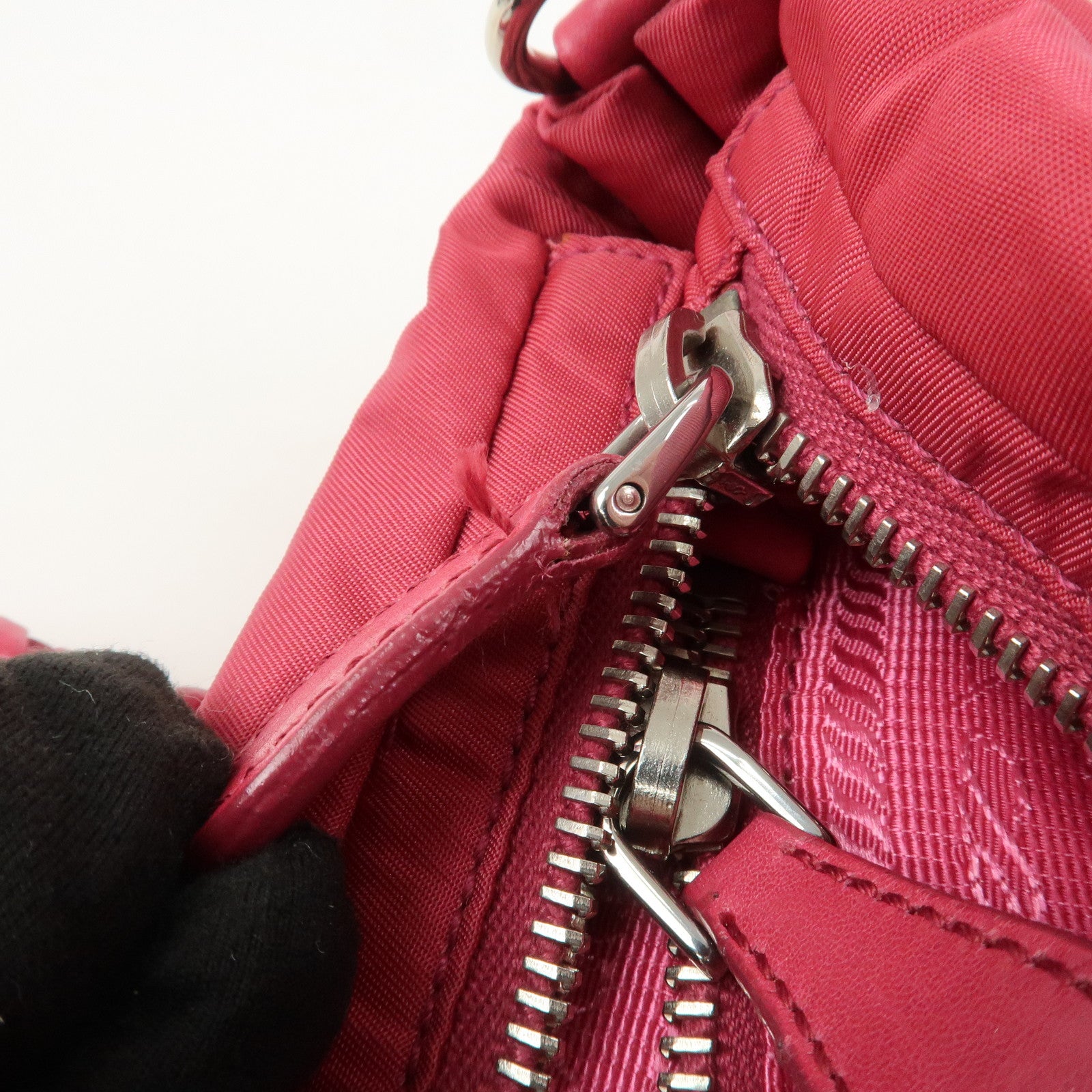 PRADA Logo Nylon Leather 2Way Bag Hand Bag Shoulder Bag Pink