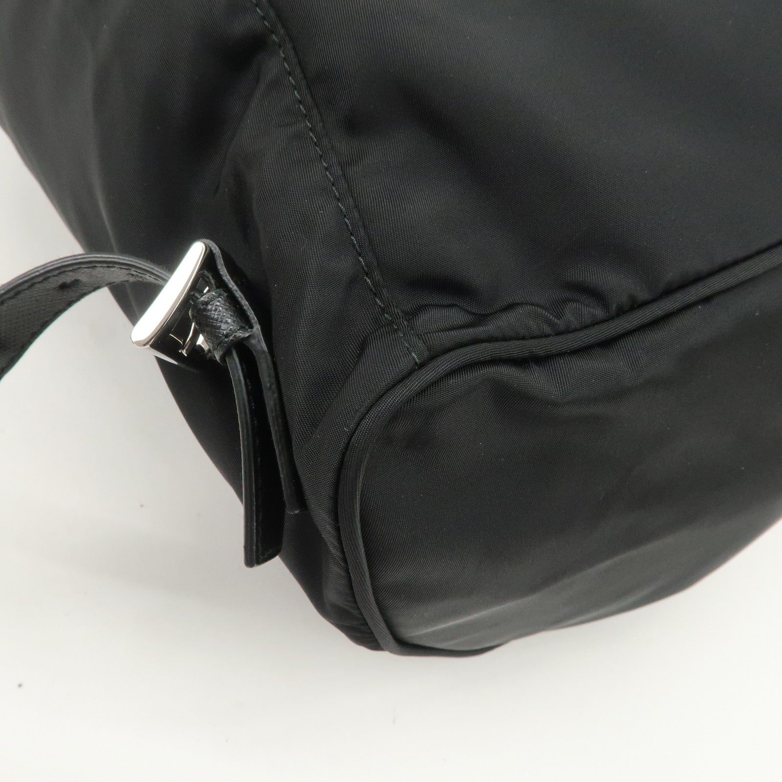 PRADA Triangle Logo Nylon Leather Backpack Rucksack Black 1BZ032