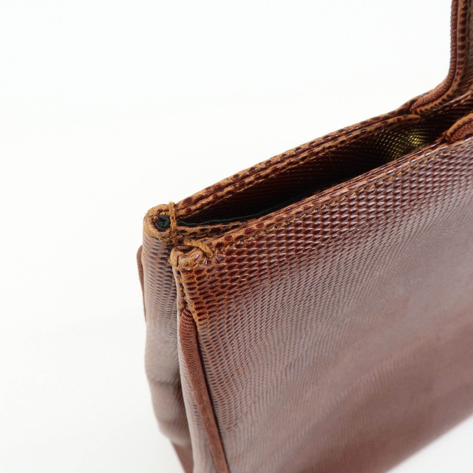 Ferragamo Vara Embossed Leather Tote Bag Shoulder Bag Brown