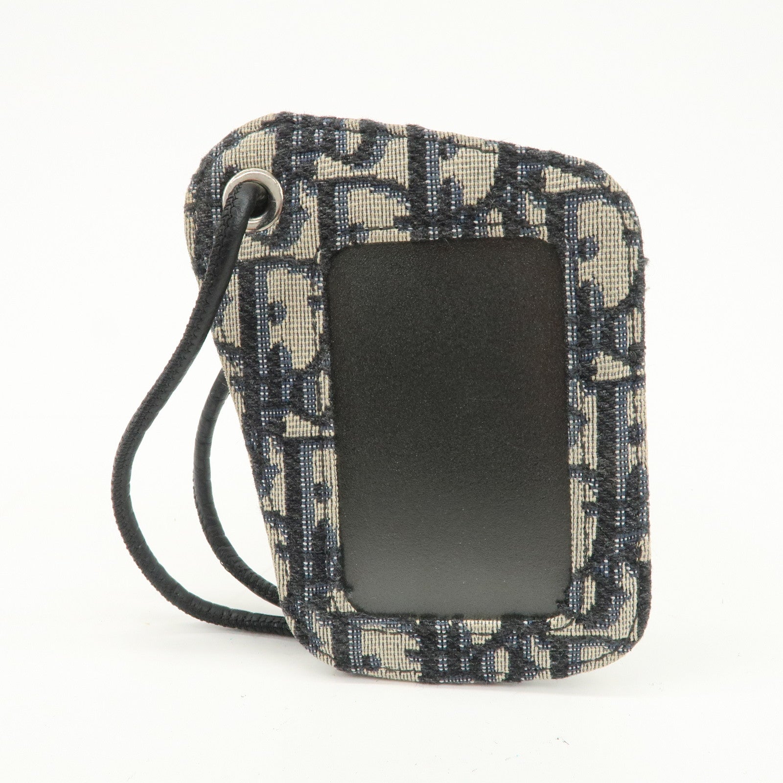 Christian Dior Oblique Jacquard Leather Card Case Card Holder Navy