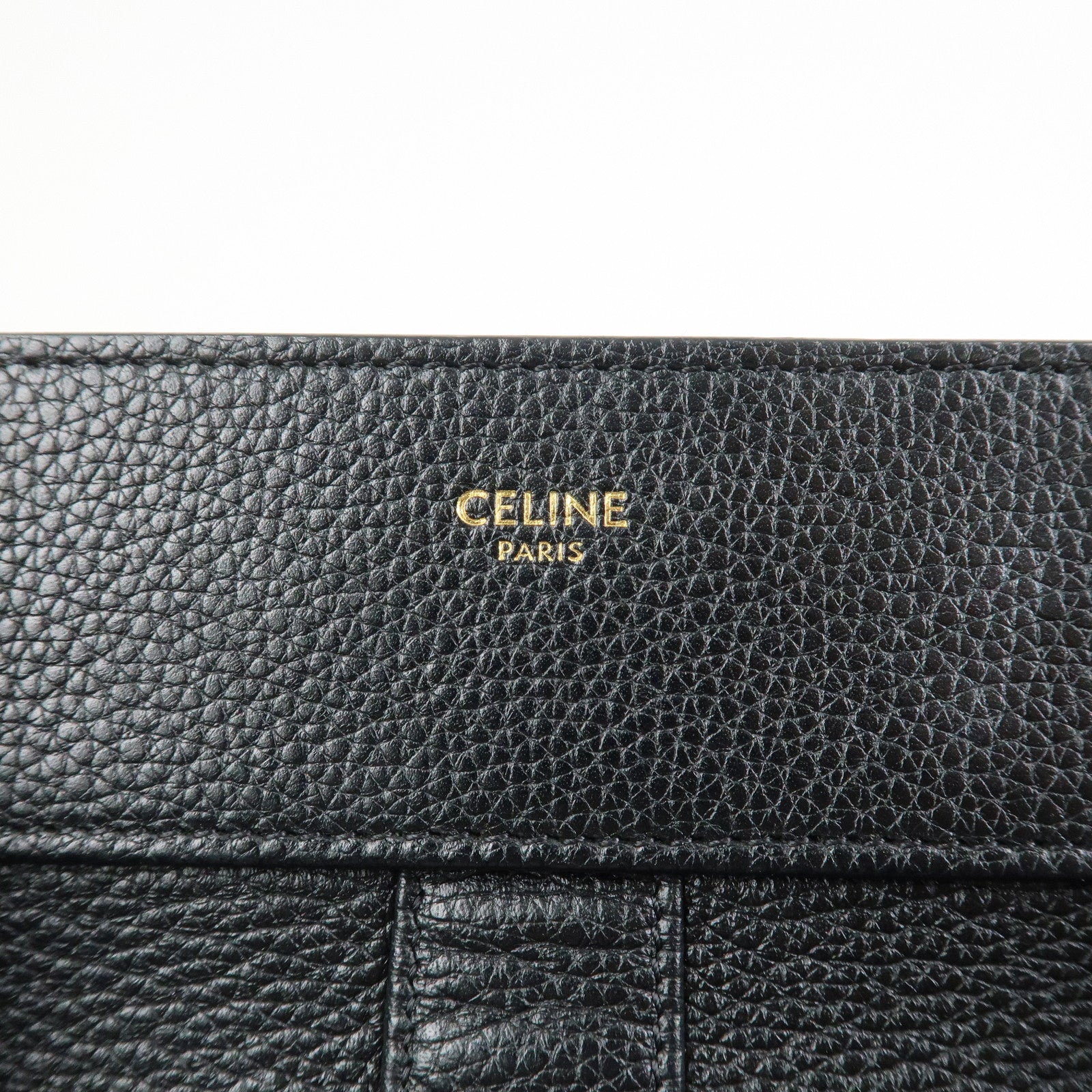 CELINE Calf Leather Boston Bag Hand Bag Black