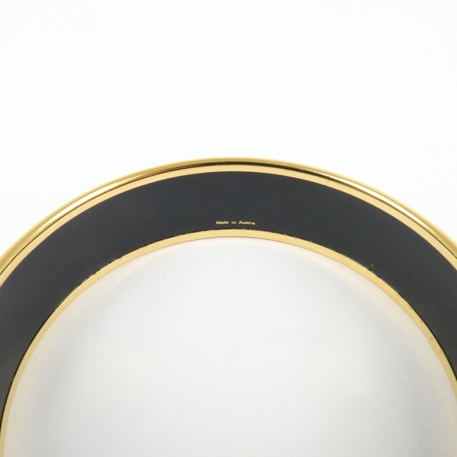HERMES Email GM Bangle Gold Plated Bracelet Gold Black