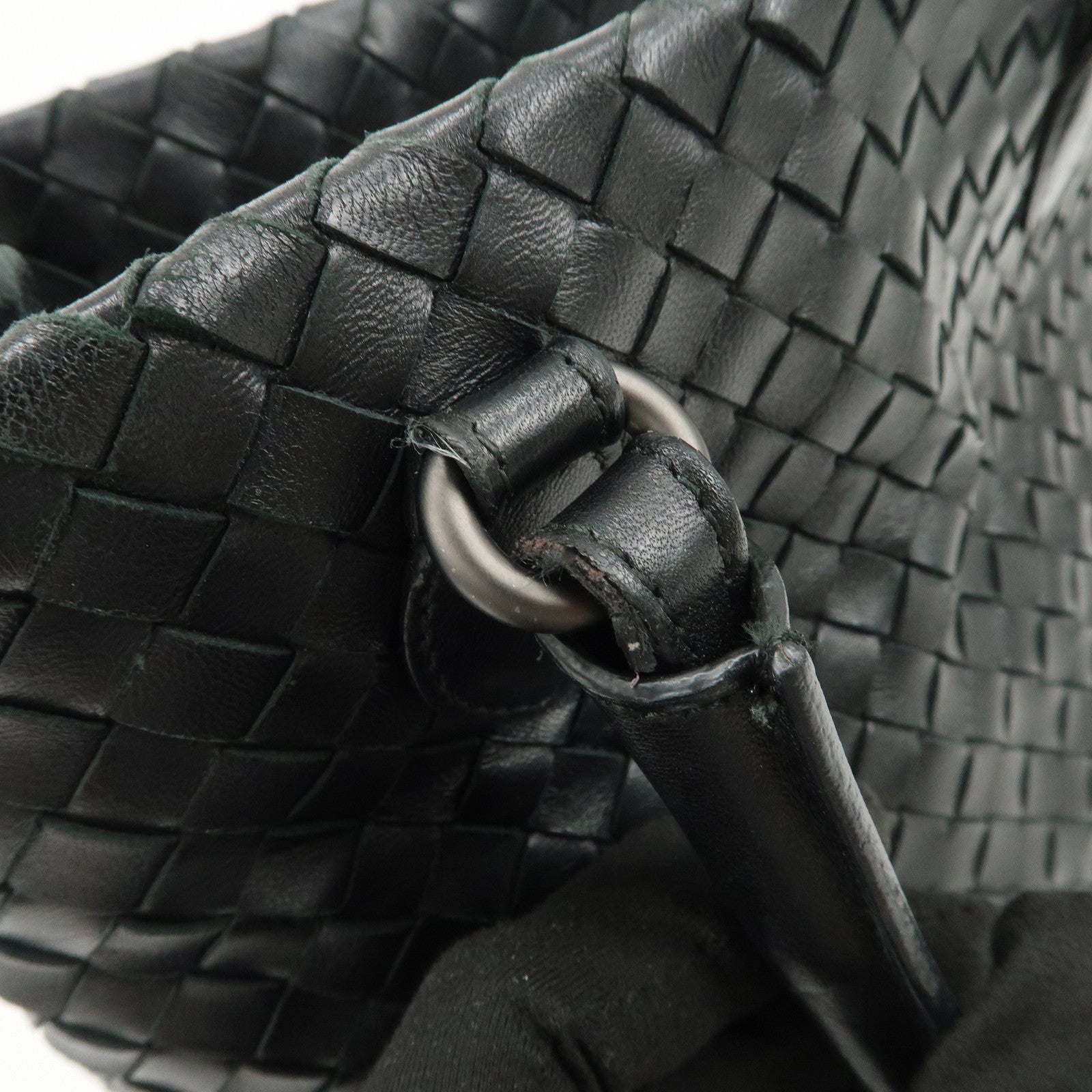 BOTTEGA VENETA Intrecciato Leather Tote Bag Hand Bag Black 225166