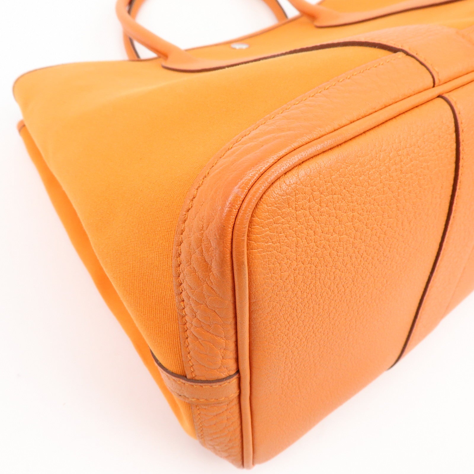HERMES Garden Party PM Toile Officier Leather □Q Stamped Tote Bag