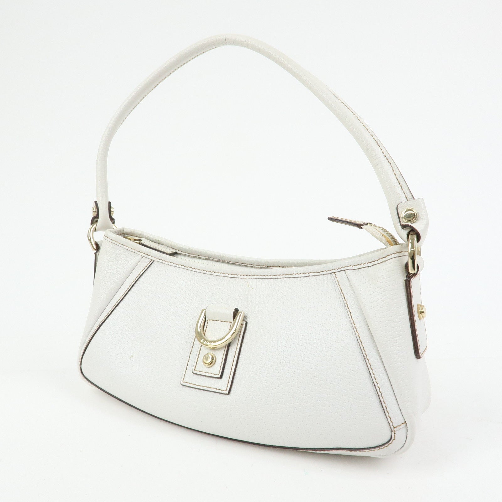 GUCCI Abbey Leather Shoulder Bag Hand Bag White 130939