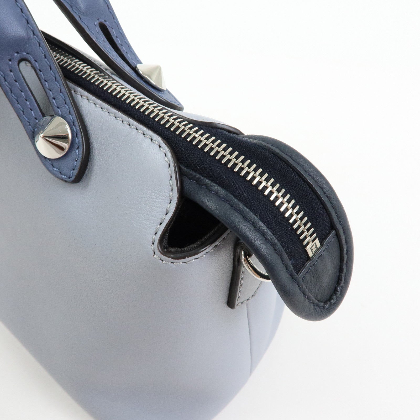 FENDI By The Way Leather Medium 2Way Bag Shoulder Bag Blue 8BL124