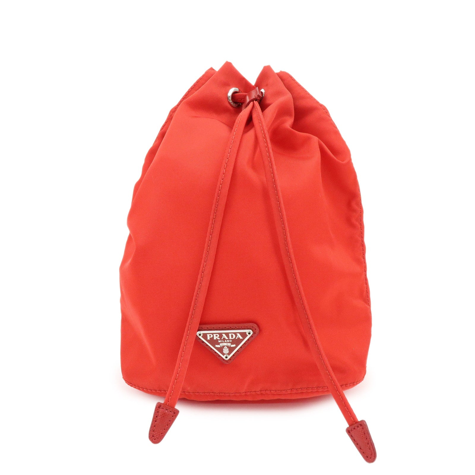 PRADA Triangle Logo Nylon Saffiano Leather Cosmetic Pouch 1NA369
