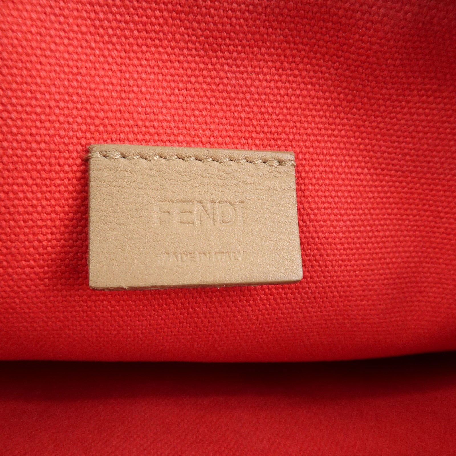 FENDI Zucca Canvas Leather Clutch Bag Cosmetic Bag Red 8N0148
