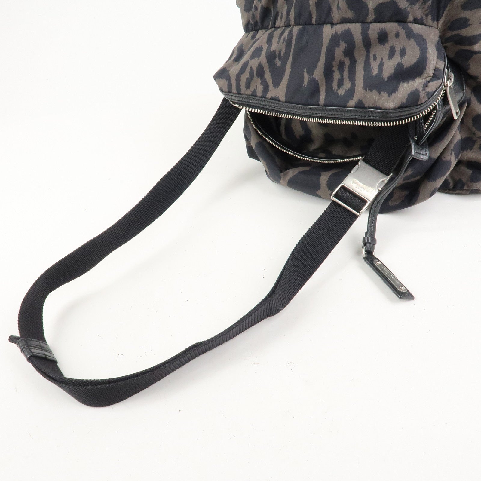 SAINT LAURENT PARIS Nylon Leather Foldable Backpack Bodybag Black 524974