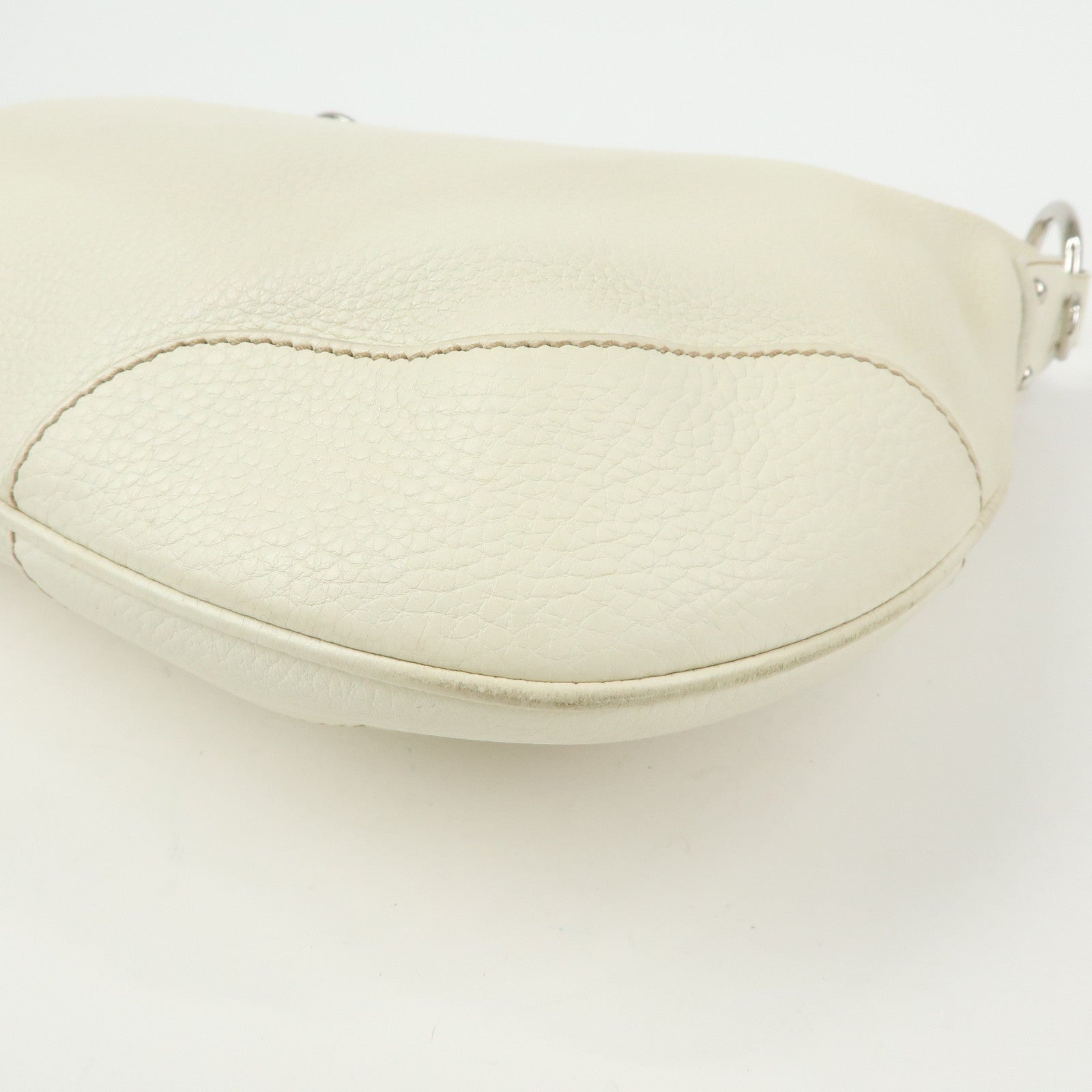 PRADA Logo Leather Hand Bag Shoulder Bag White