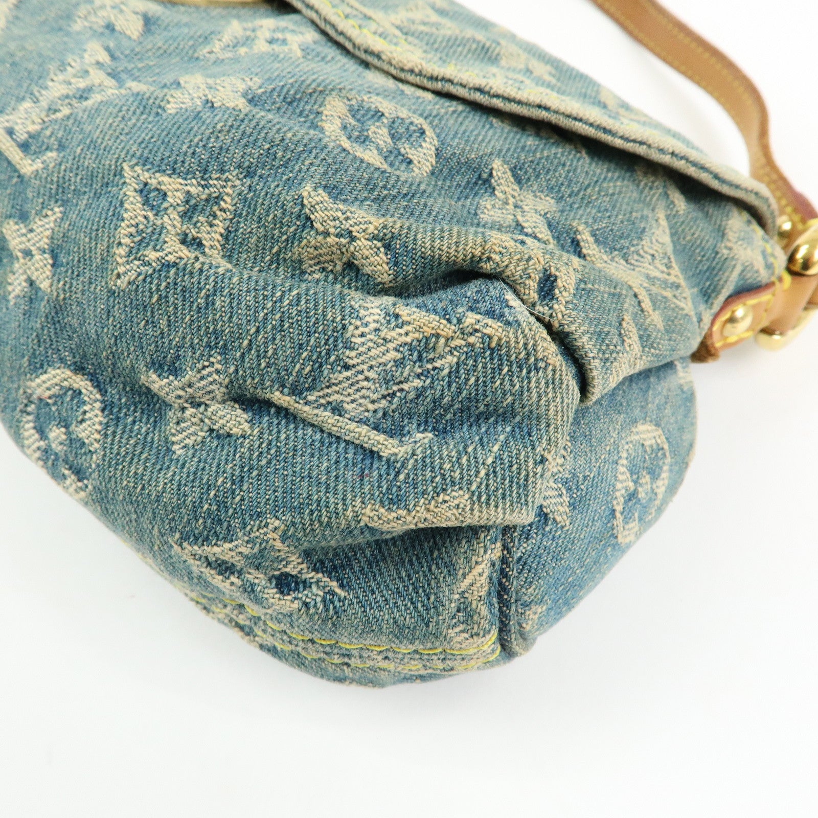 Louis Vuitton Monogram Denim Mini Pleaty Shoulder Bag Blue M95050