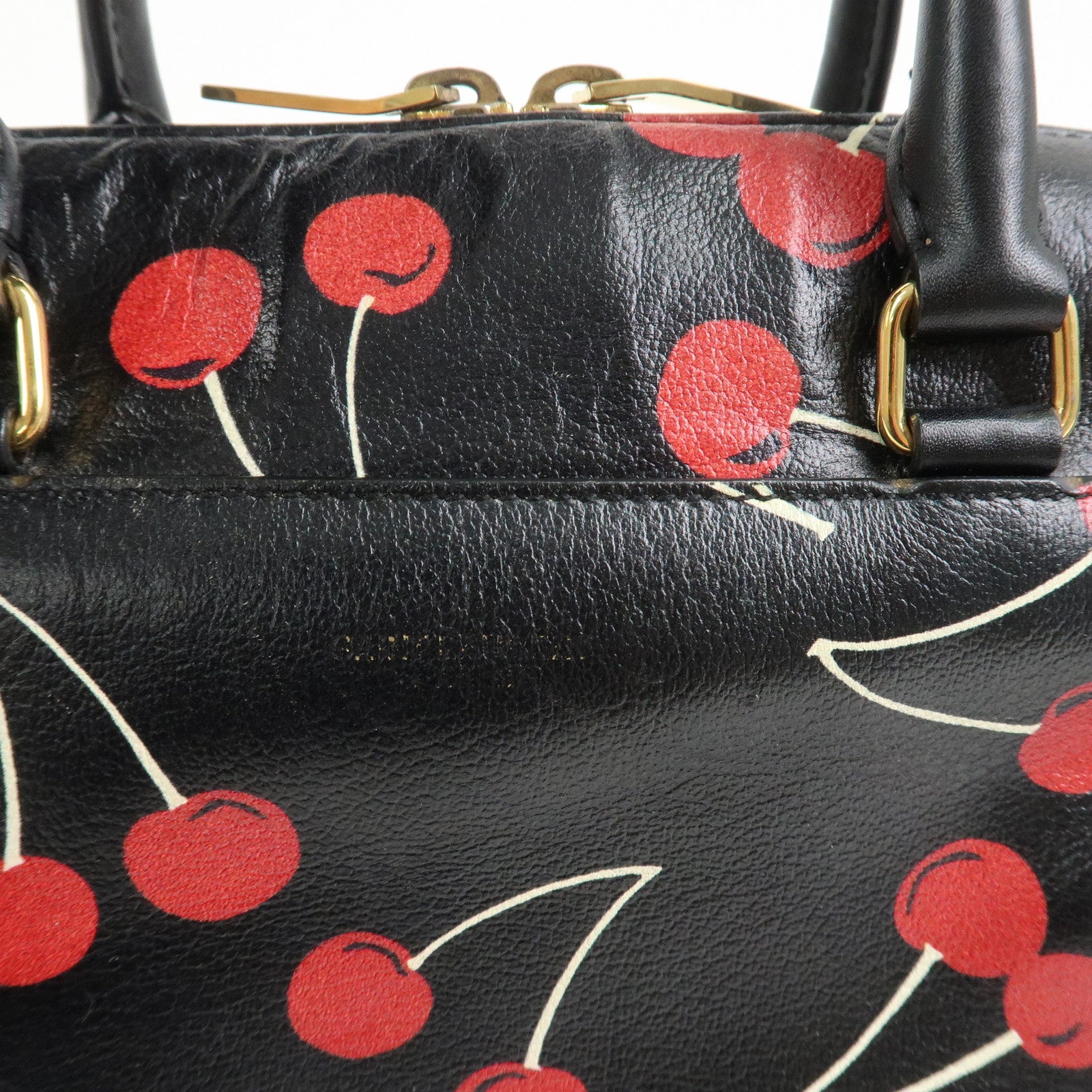 SAINT LAURENT PARIS Baby Duffle Leather Cherry 2Way Hand Bag 330958