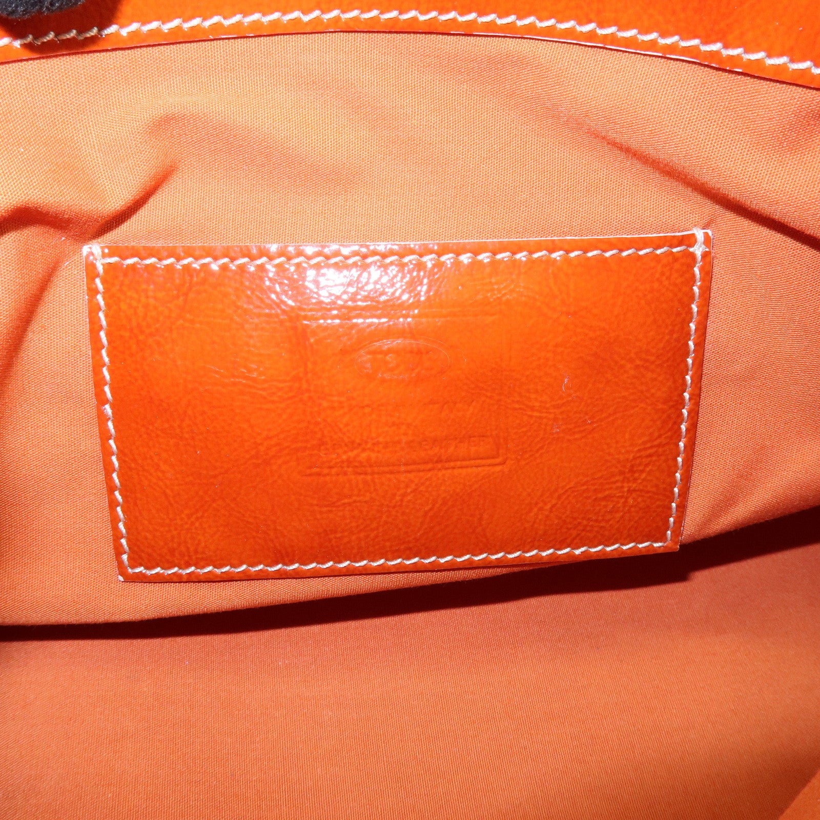 TOD'S Suede Patent Leather Shoulder Bag Hand Bag Orange