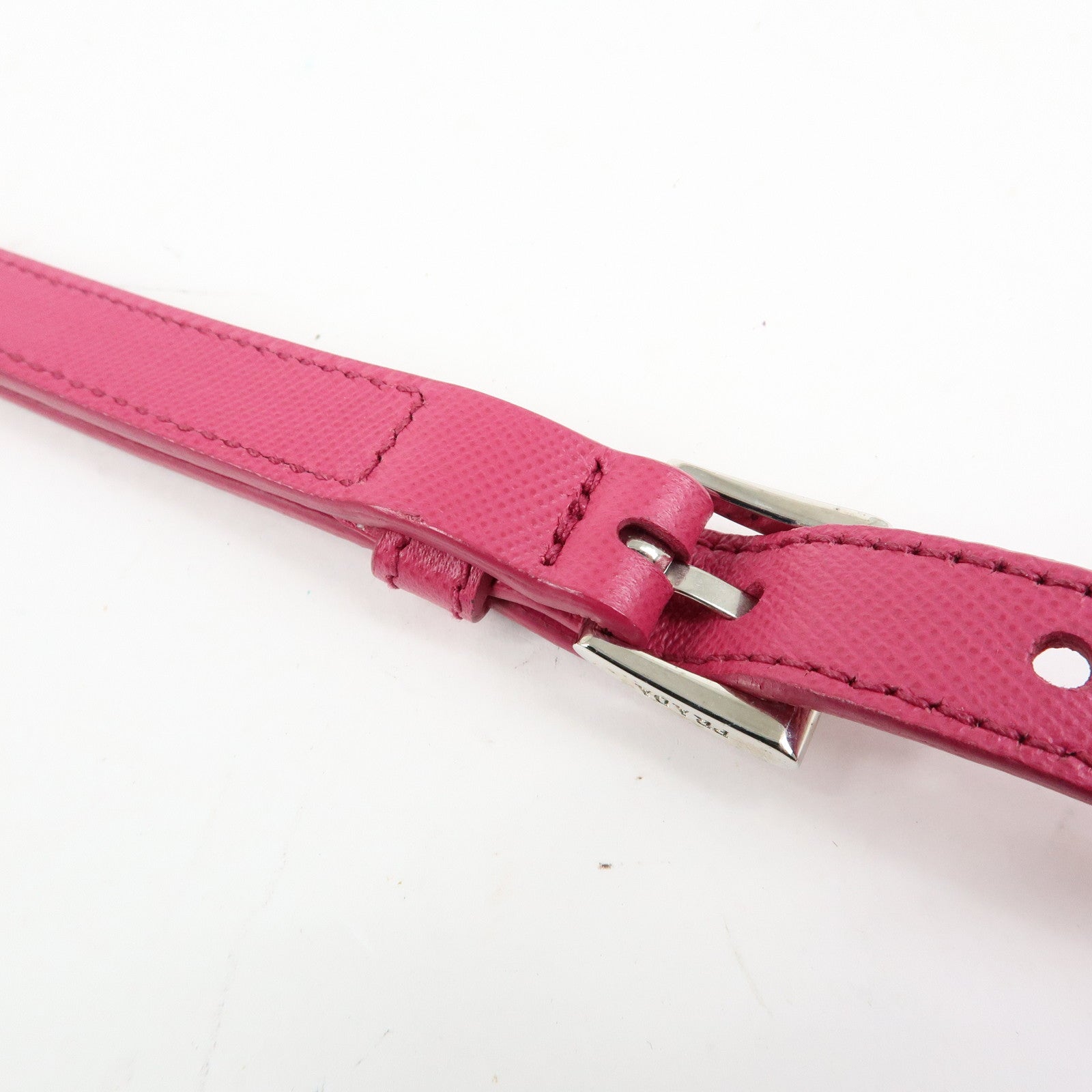 PRADA Triangle Logo Nylon Saffiano Leather Shoulder Bag Pink BT1010