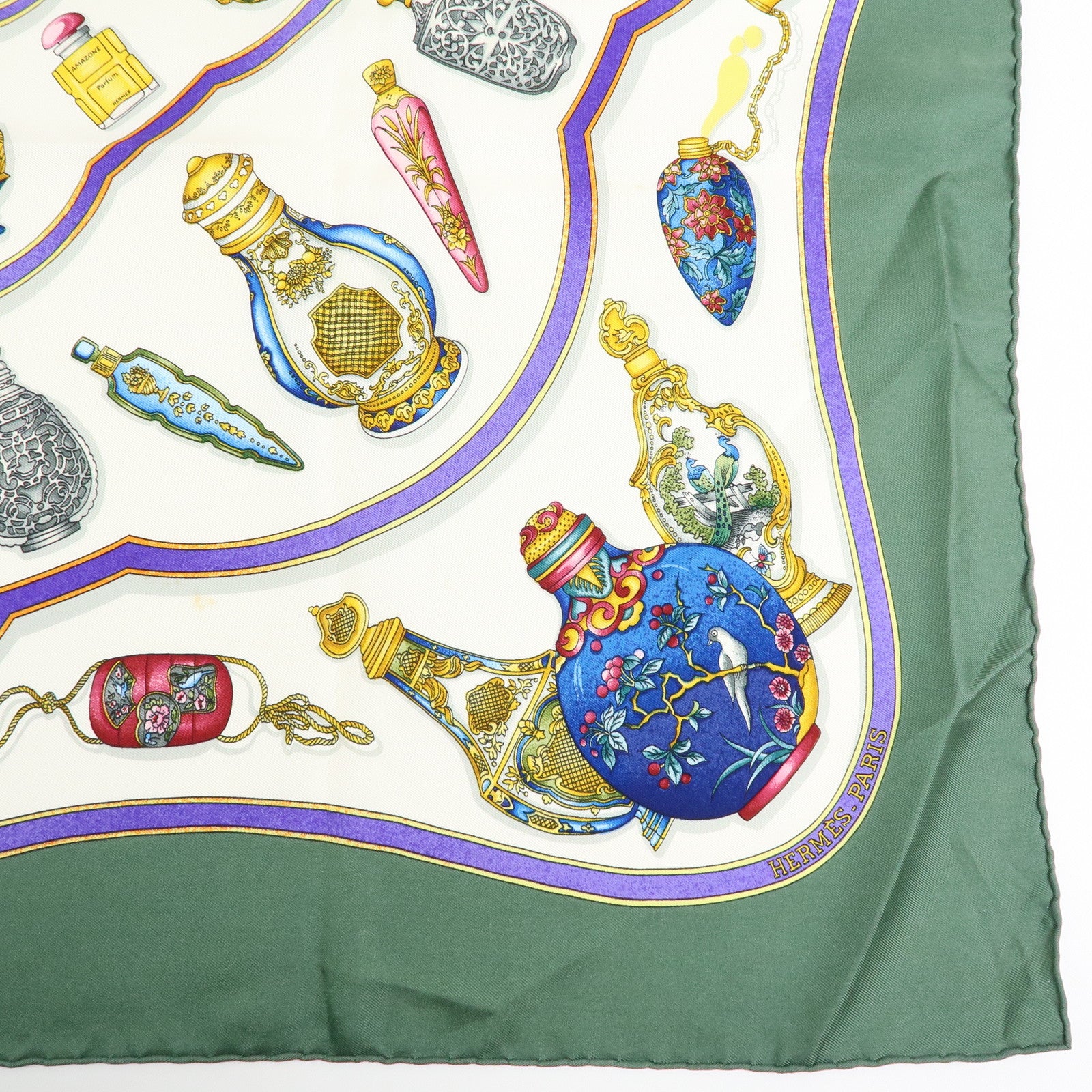 Hermes Carre 90 Silk 100% Pourvu qu'on ait l'ivresse Scarf Green