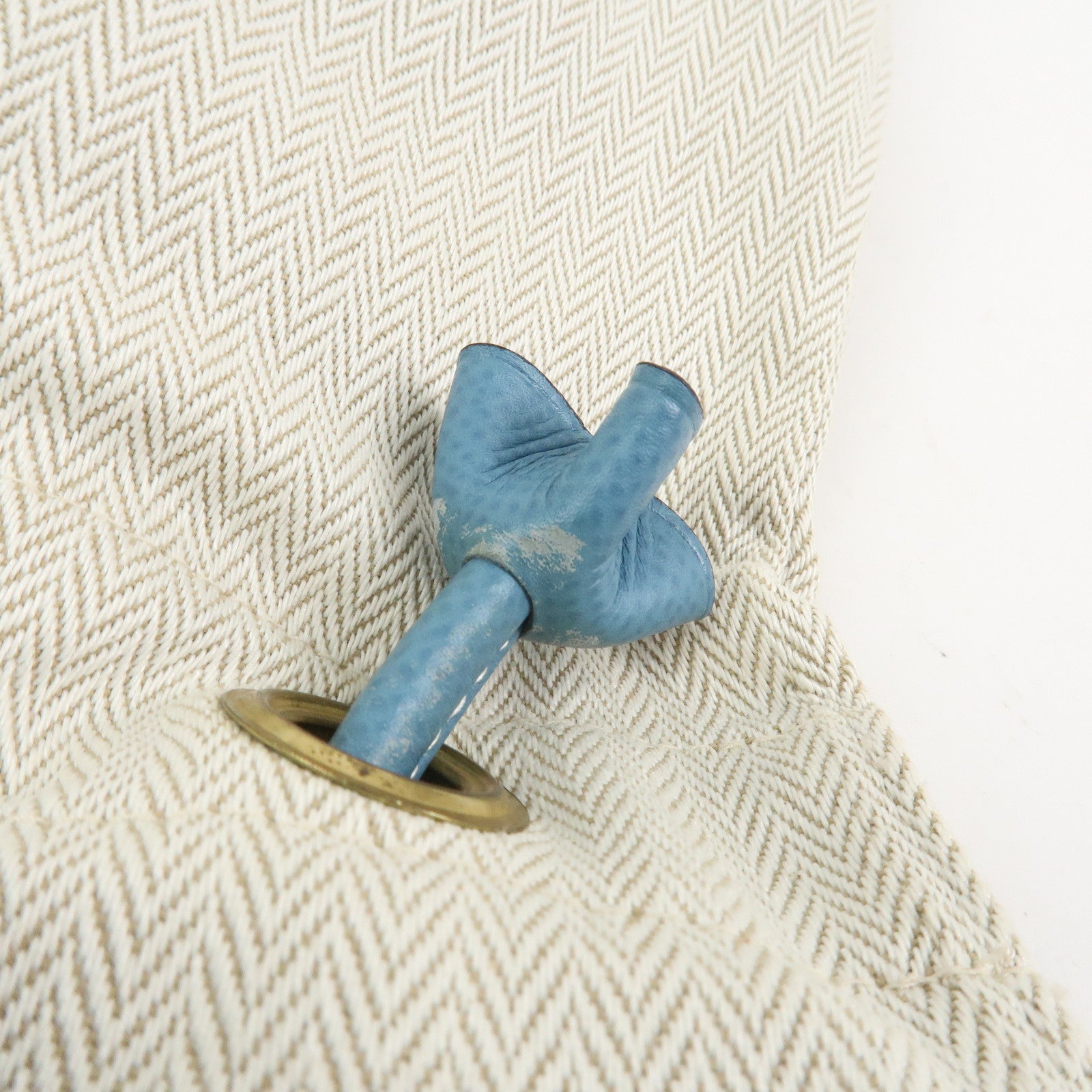 HERMES Aline PM Canvas Leather Shoulder Bag Blue