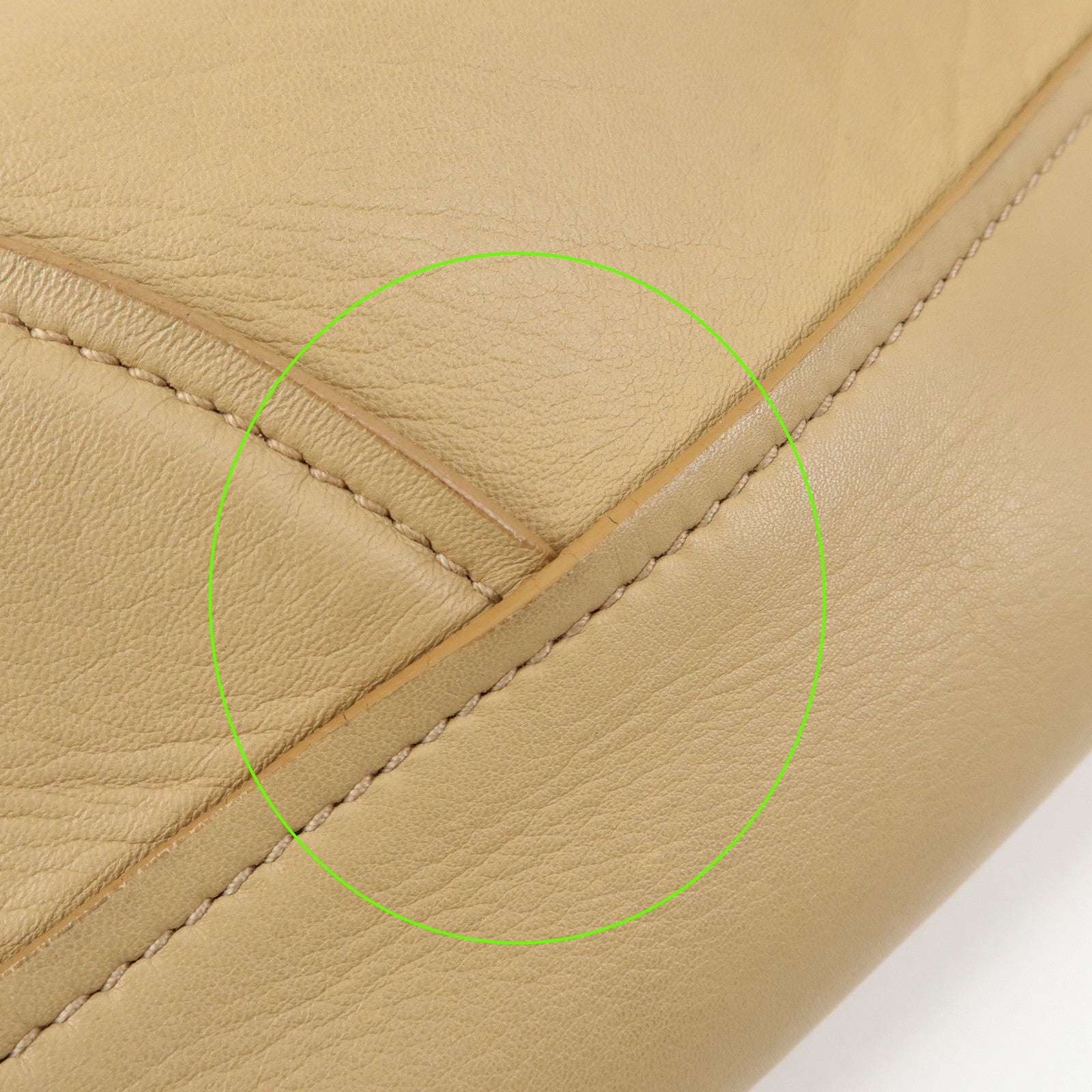 MIU MIU Logo Leather Hand Bag Boston Bag Beige