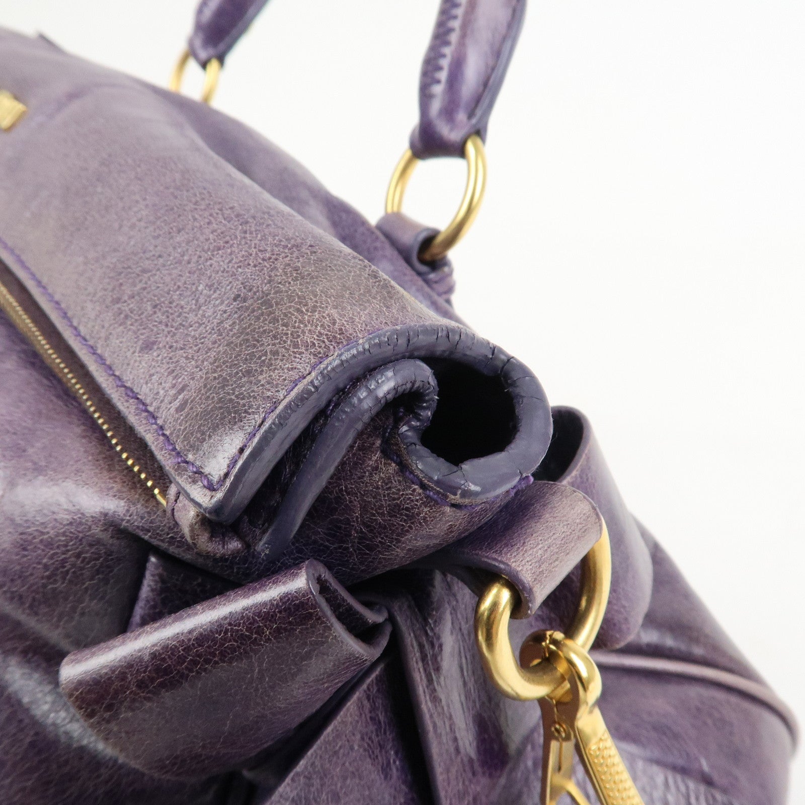 MIU MIU Logo Leather 2Way Bag Hand Bag Shoulder Bag Purple