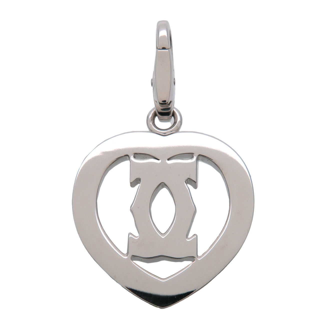 Cartier 2C Diamond Heart Charm Pendant Top K18 750WG White Gold
