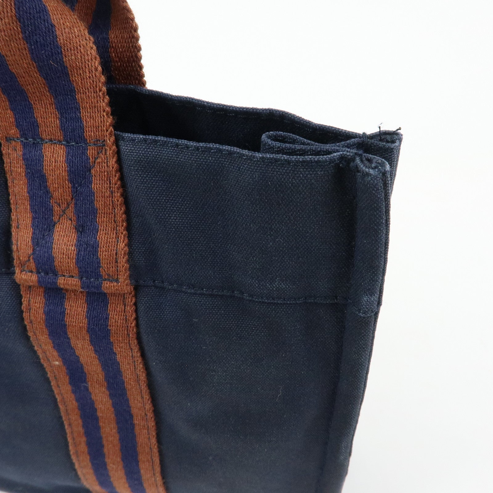 HERMES Fourre Tout Canvas PM Tote Bag Hand Bag Navy