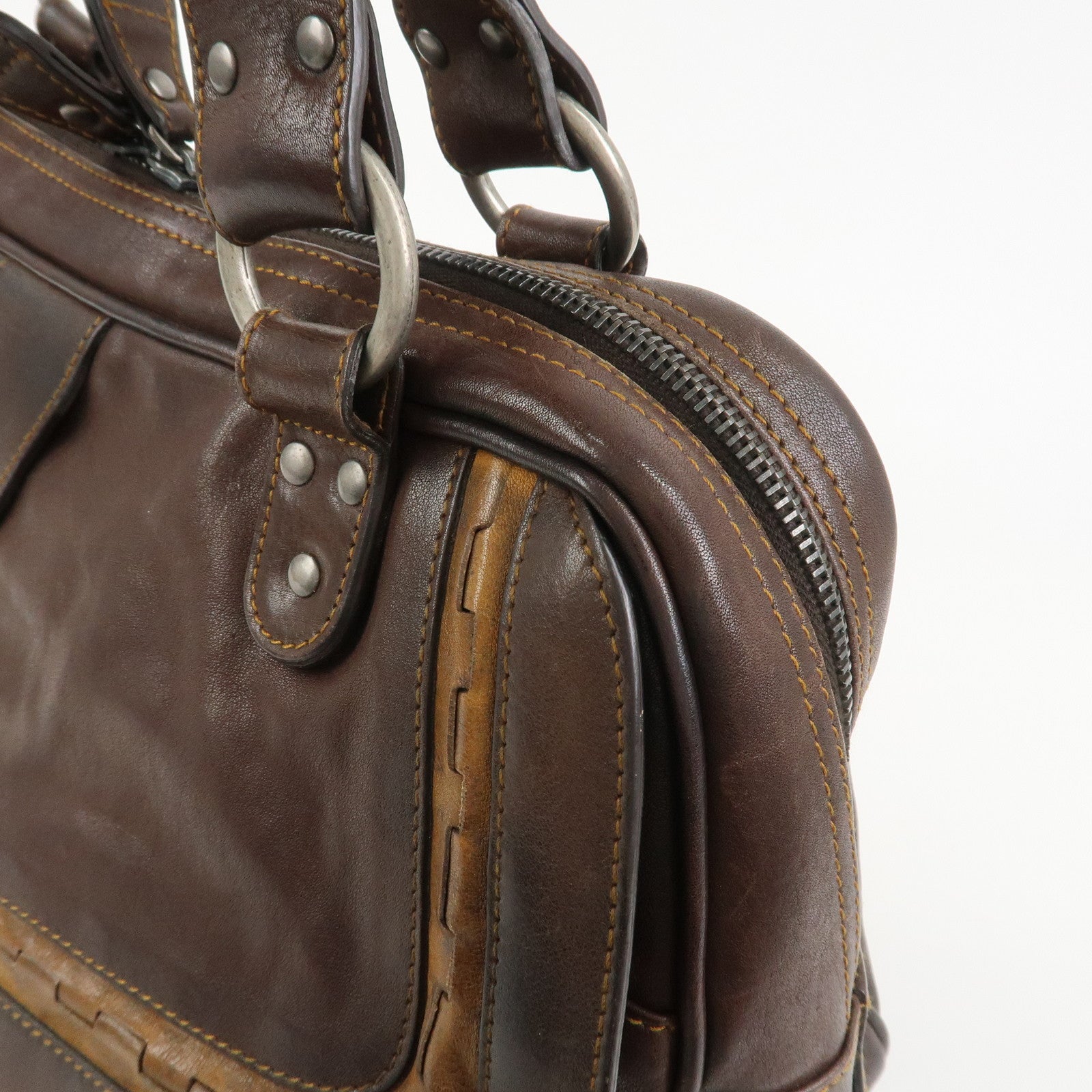 Christian Dior Gaucho Leather Shoulder Bag Hand Bag Brown