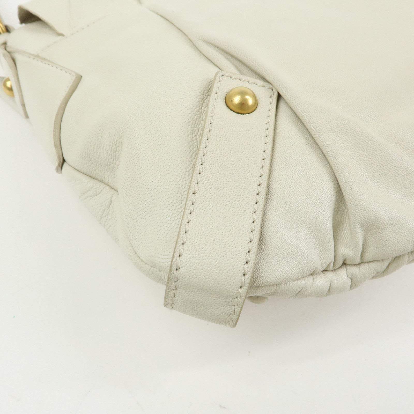 SAINT LAURENT PARIS YSL Ribbon Leather Shoulder Bag Ivory 151216