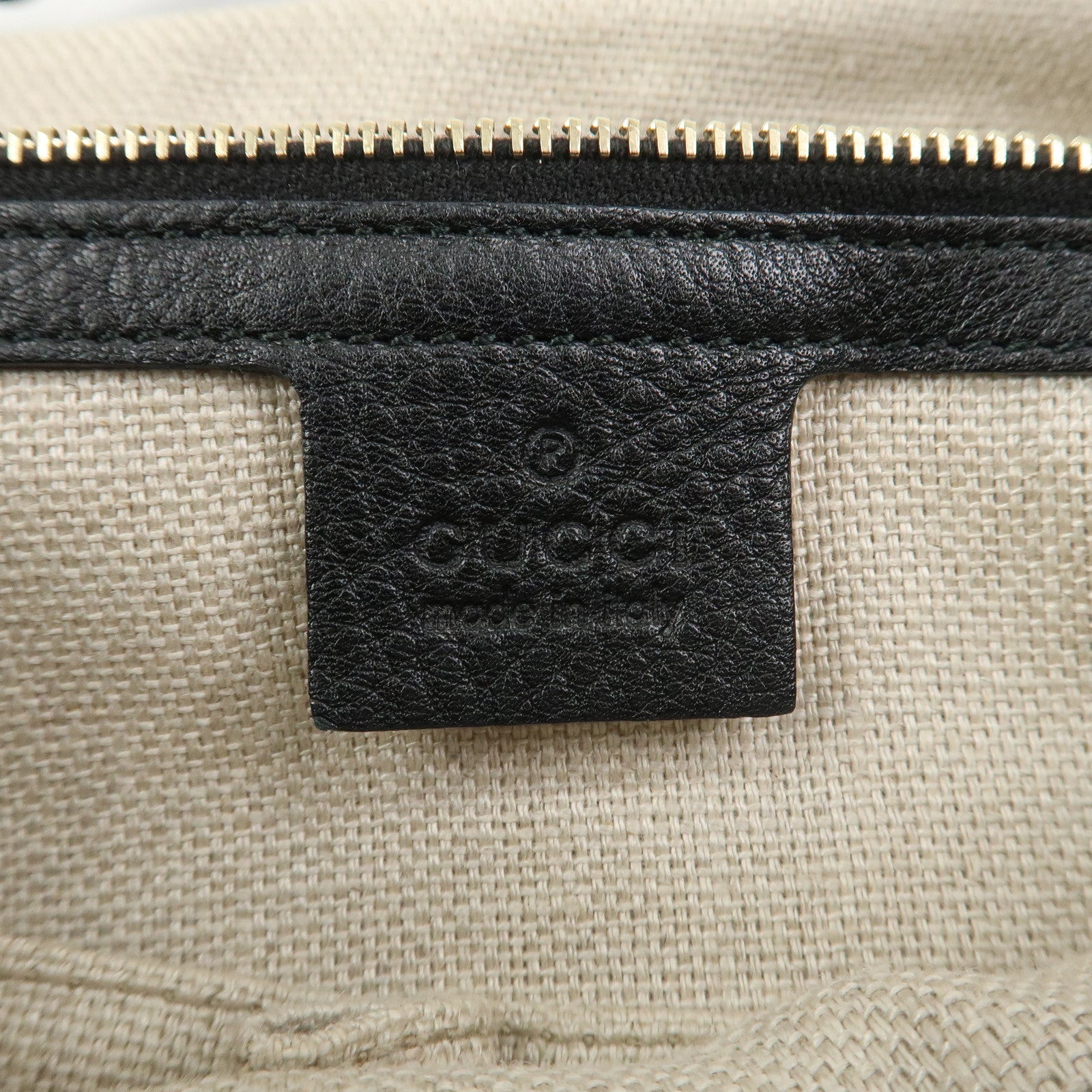 GUCCI Greenwich Logo Leather Shoulder Bag Hand Bag Black 257050
