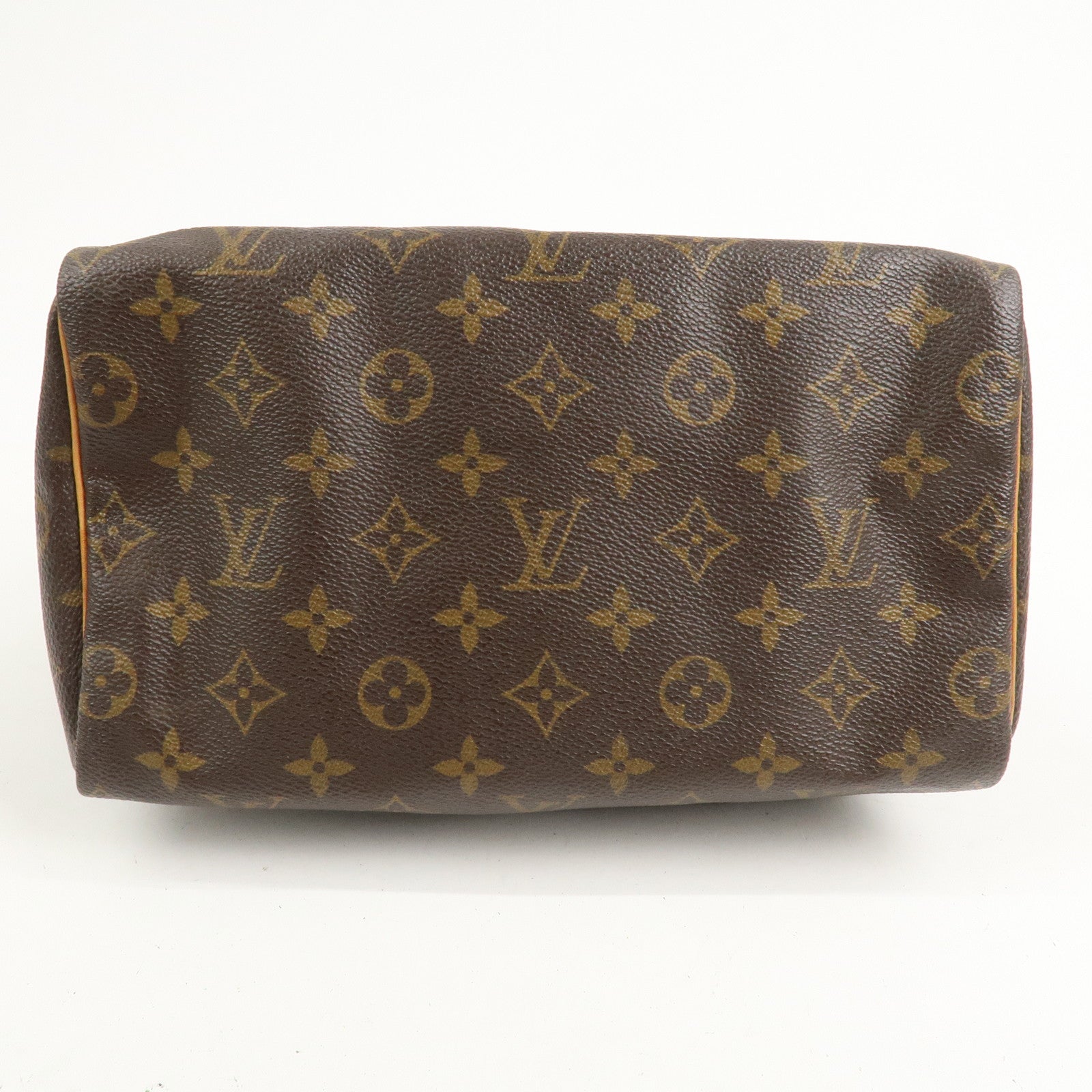 Louis Vuitton Monogram Canvas Leather Speedy 25 Boston Bag Brown M41528