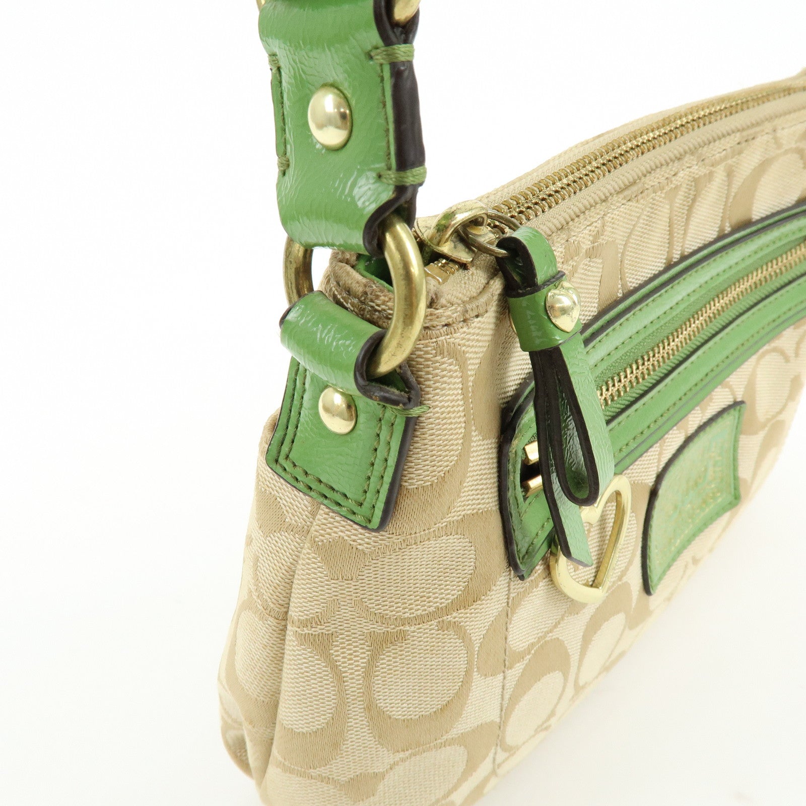 COACH Set of 2 Signature Poppy Canvas Patent Leather Shoulder Bag