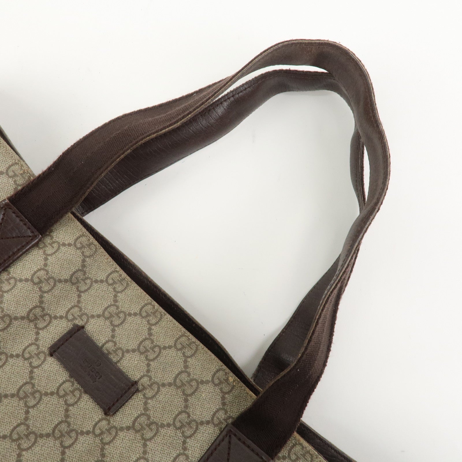 GUCCI GG Supreme Leather Tote Bag Hand Bag Beige Brown 141624