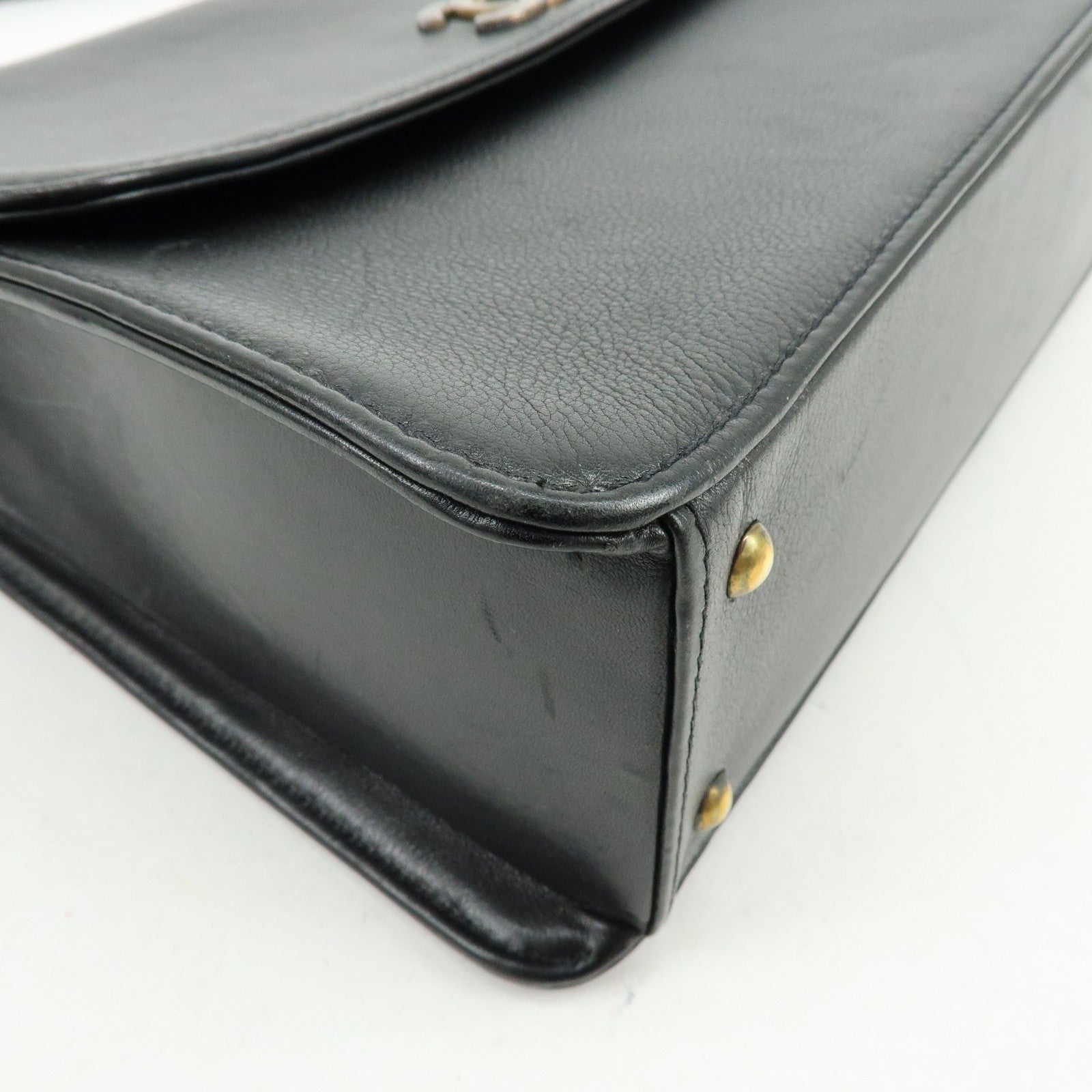 CHANEL Calf Leather Shoulder Bag Black