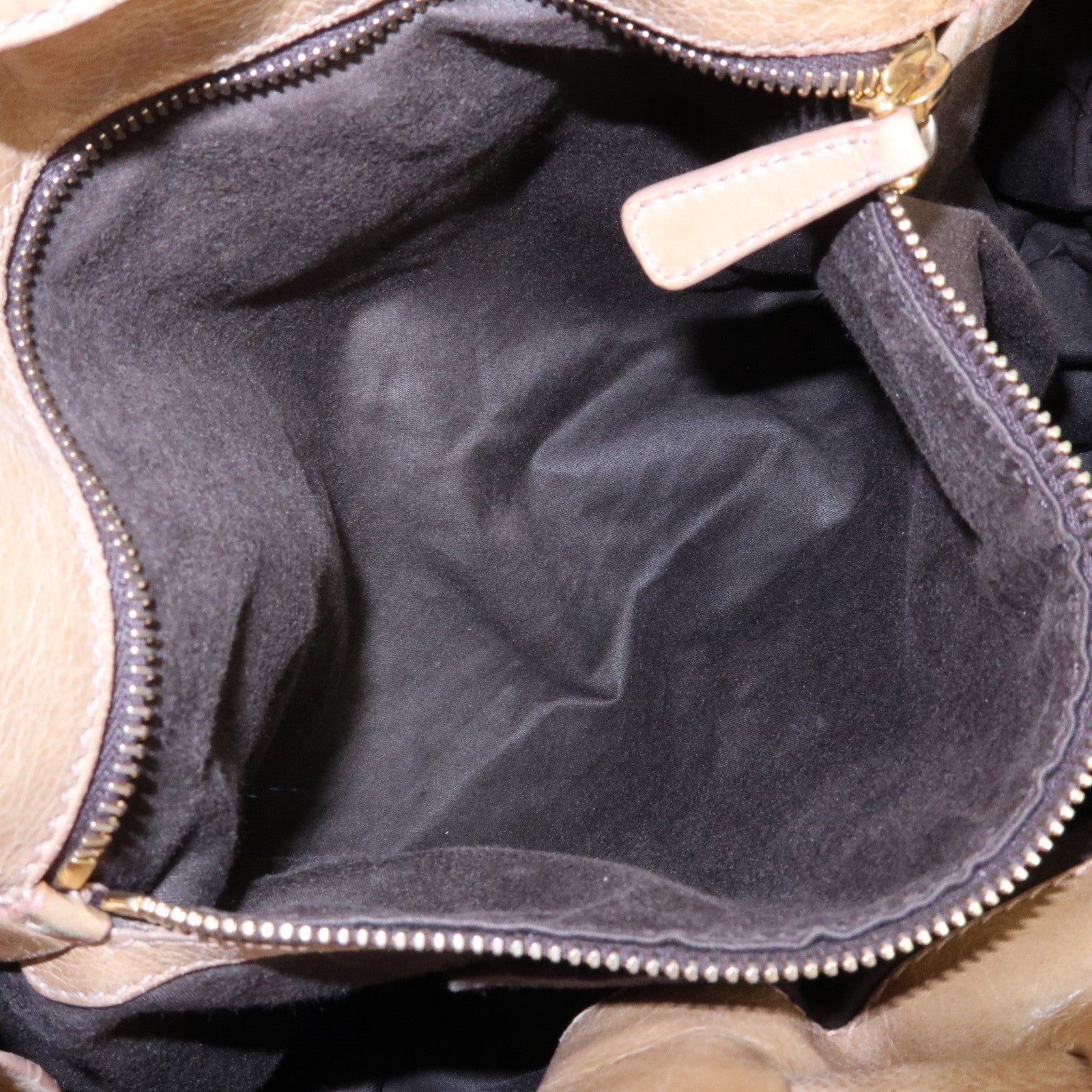 MIU MIU Logo Side Ribbon Leather Shoulder Bag Tote Bag Beige