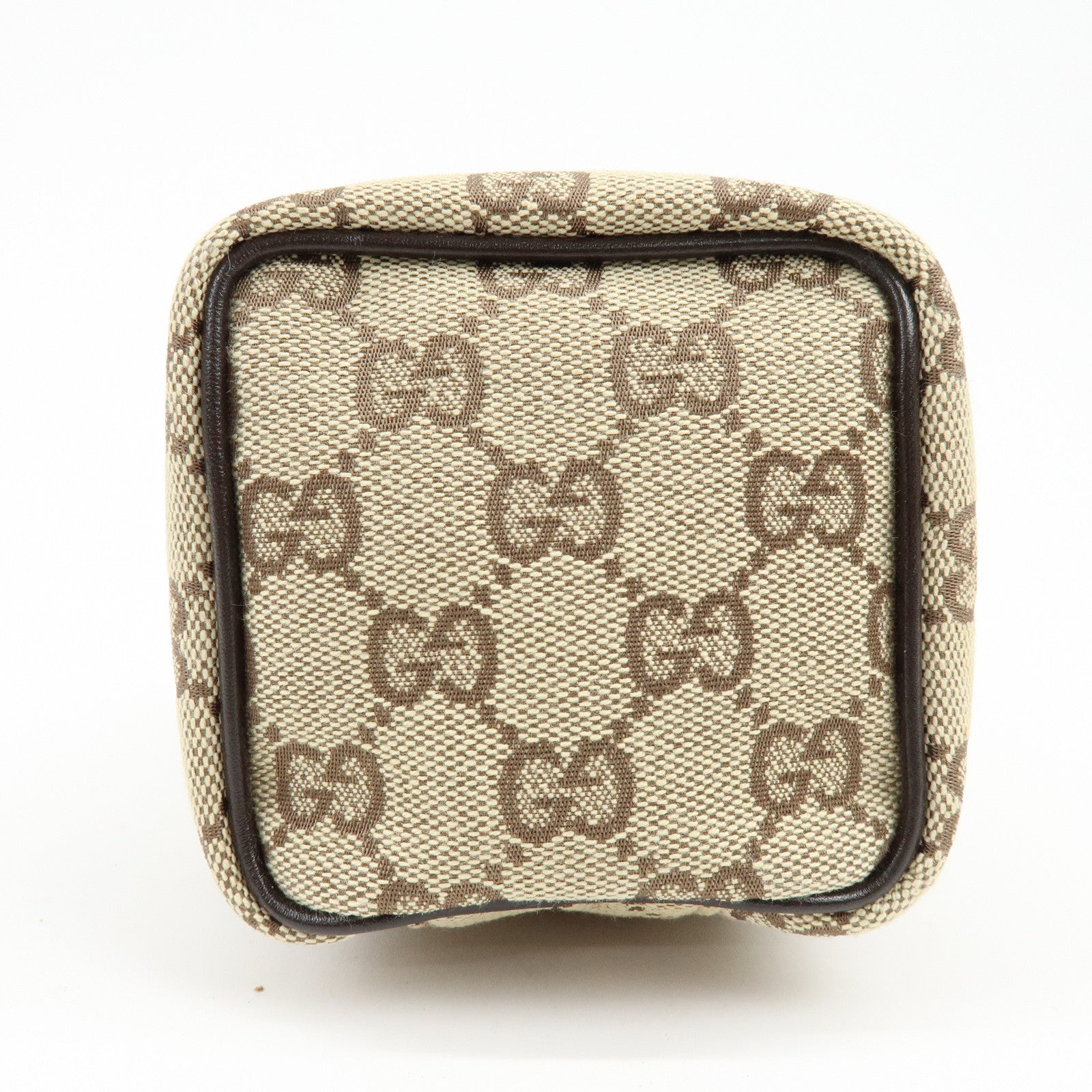 GUCCI GG Canvas Leather Hand Bag Cosmetic Pouch Beige 039・1054