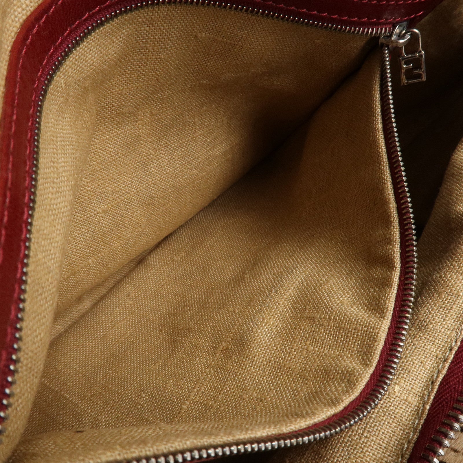 FENDI Leather Unborn Calf Tote Bag Hand Bag Zebra Brown Red Used