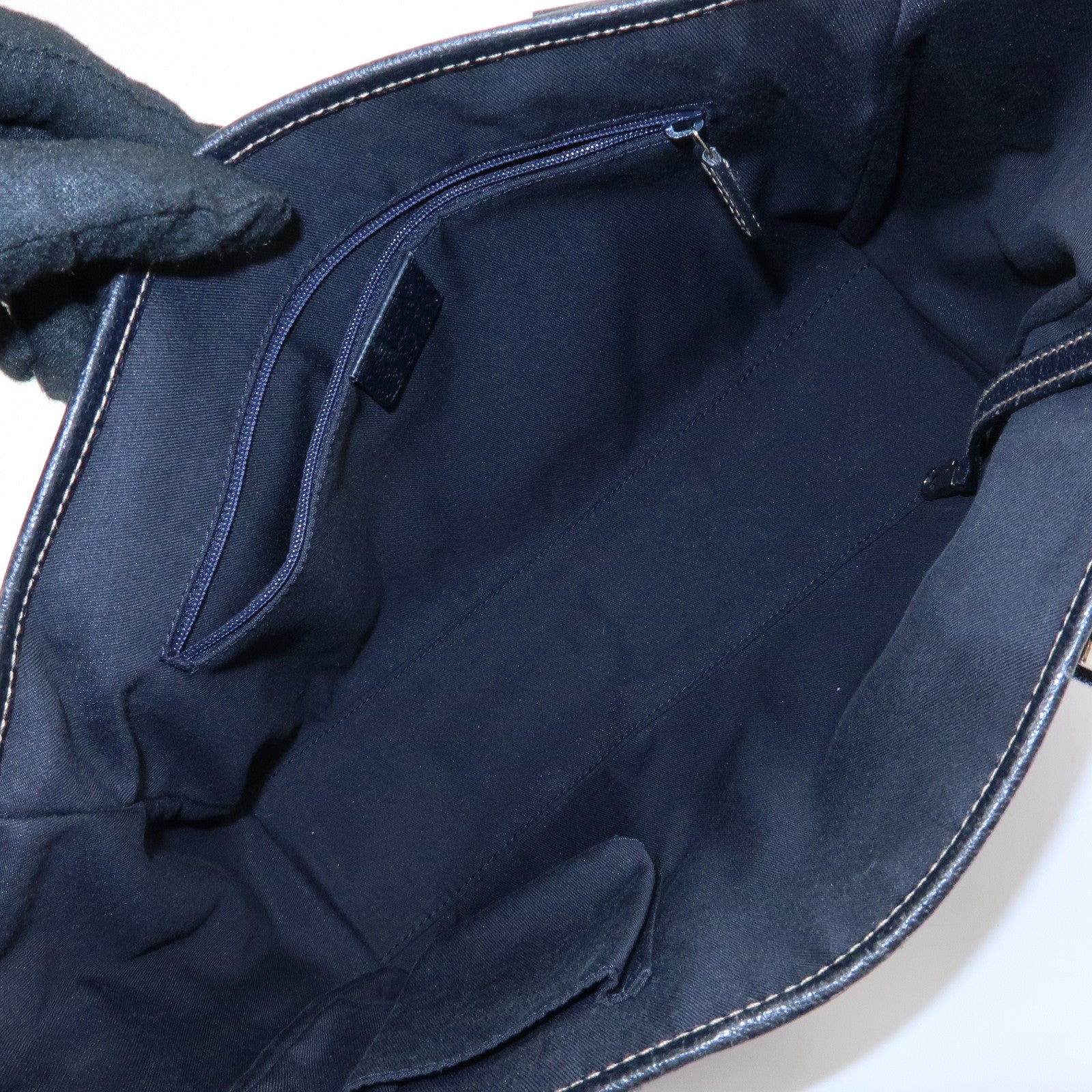 GUCCI Sherry Horsebit GG Canvas Leather Tote Bag Hand Bag 145810