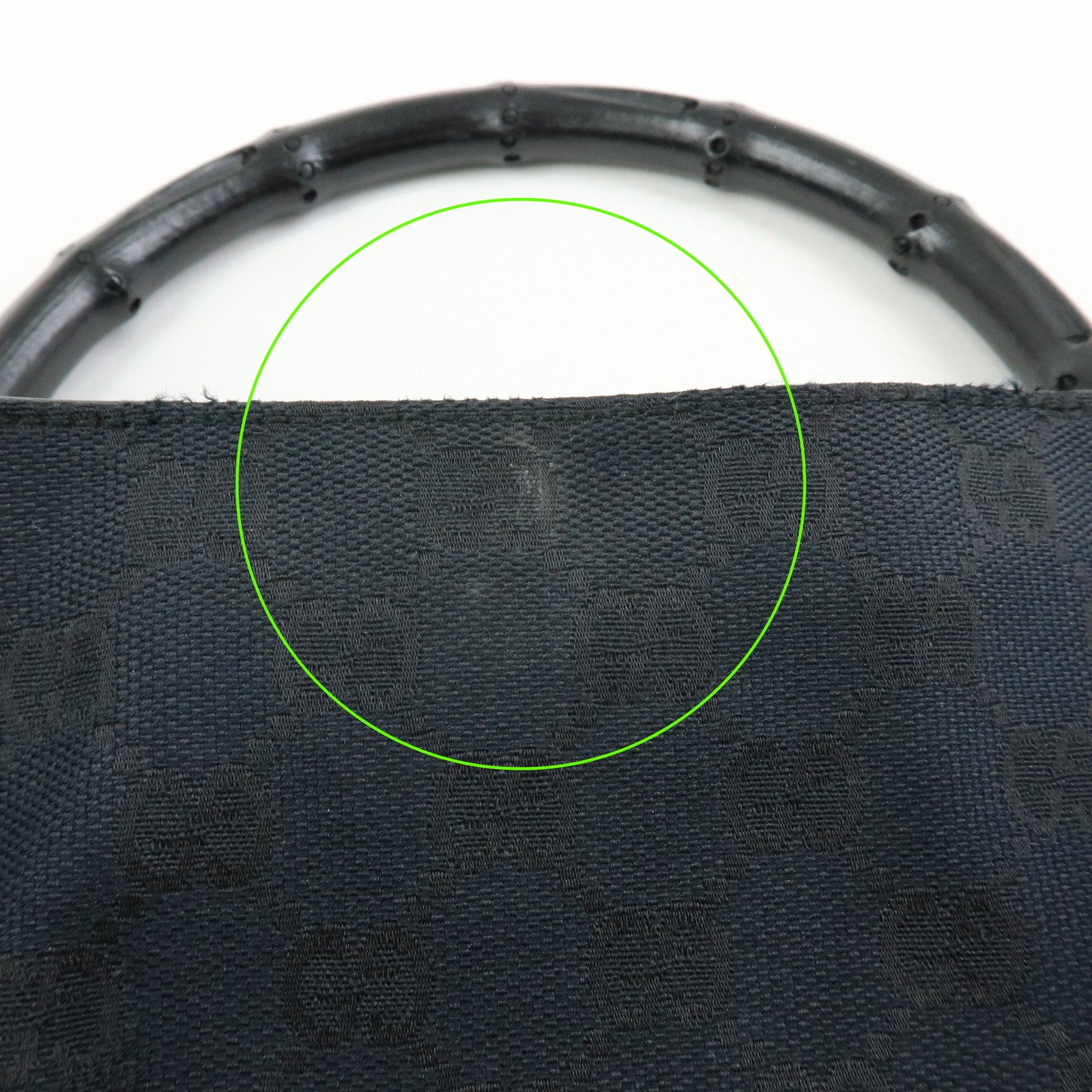 GUCCI Bamboo GG Canvas Leather Shoulder Bag Black 001・4095・001553