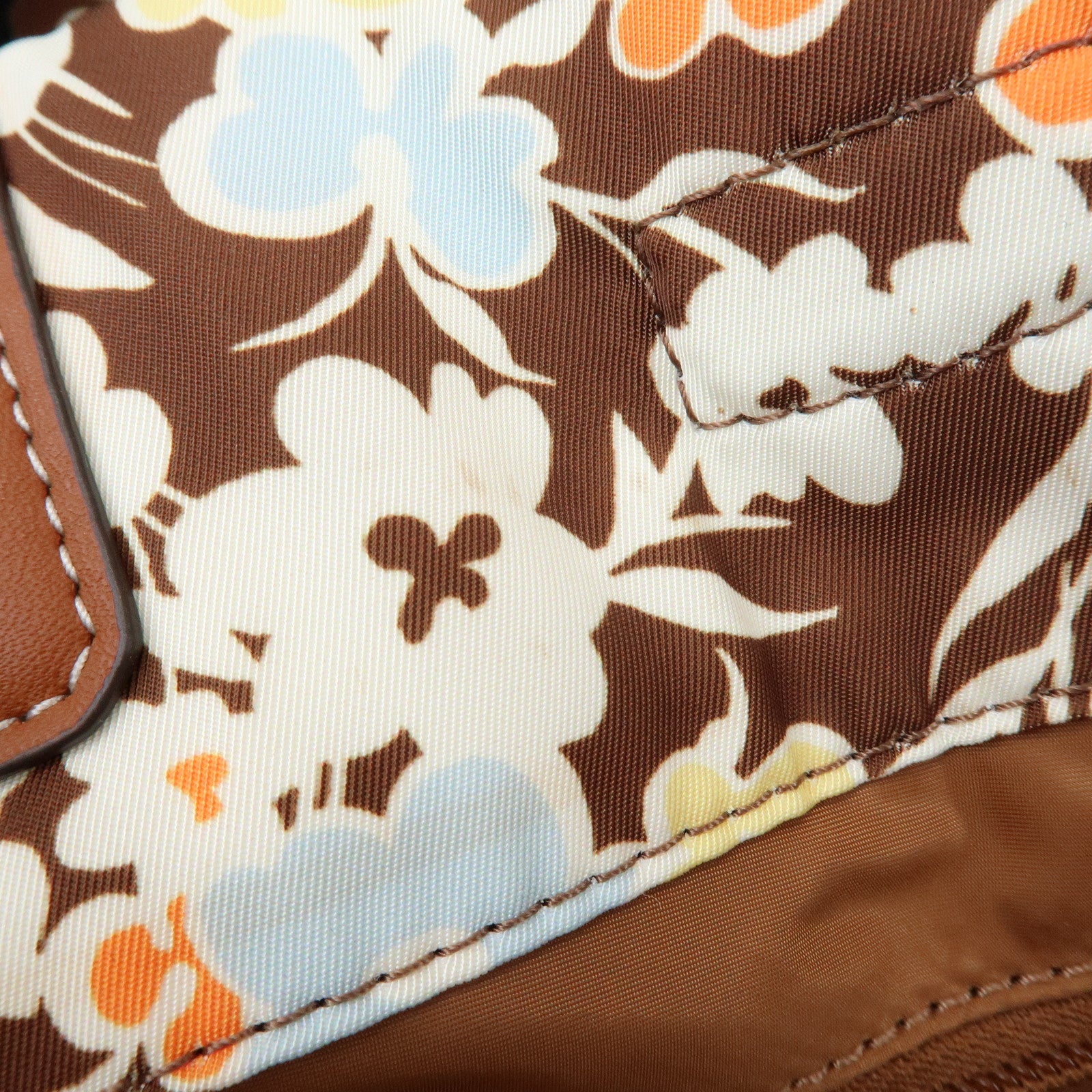 TORY BURCH Logo Nylon Tote Bag Shoulder Bag Brown Multicolor