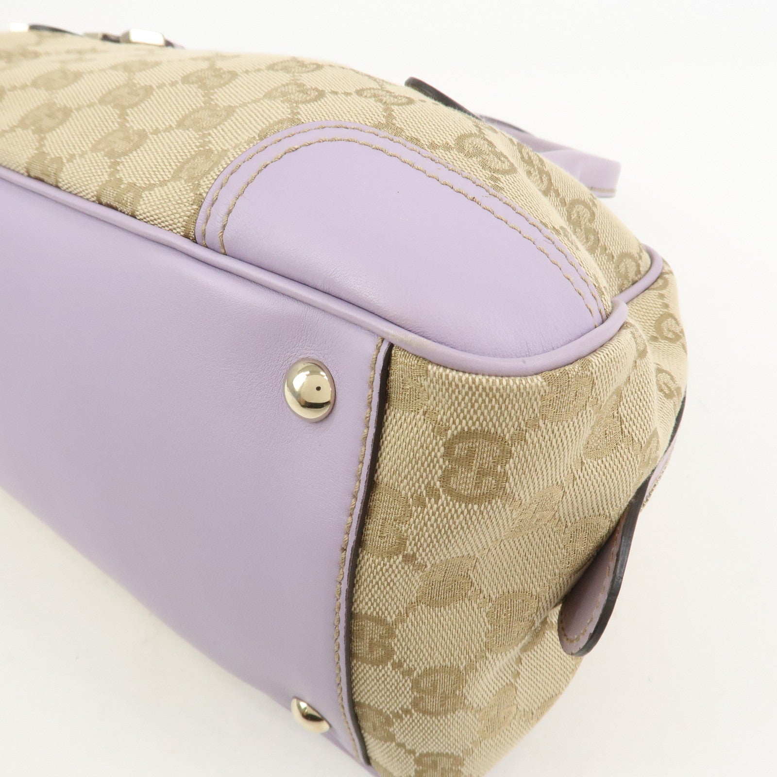 GUCCI Princy GG Canvas Leather Boston Bag Hand Bag Beige 161720