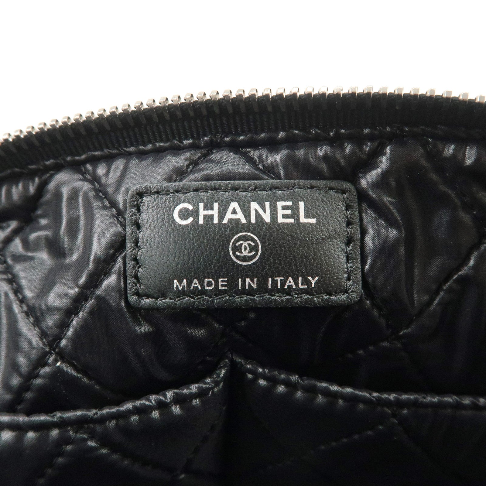 CHANEL Airline Nylon Pouch Cosmetic Pouch Black White